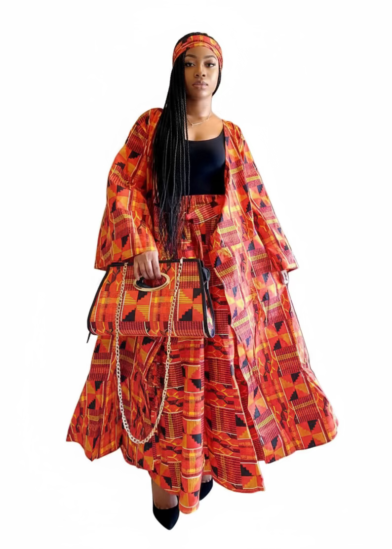 3pcs Set Maxi Skirt Pocketbook wrap Dress 2167 I