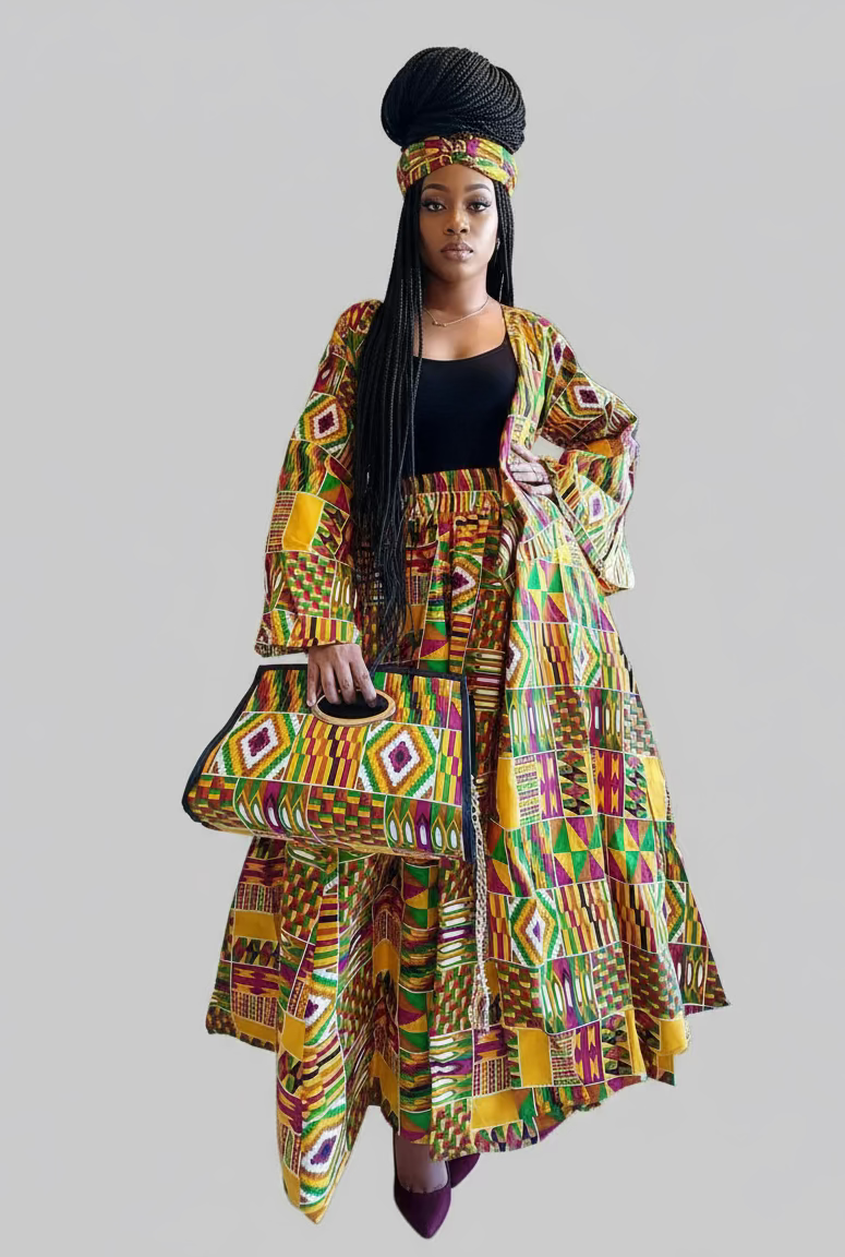 3pcs Set Maxi Skirt Pocketbook wrap Dress 746 P