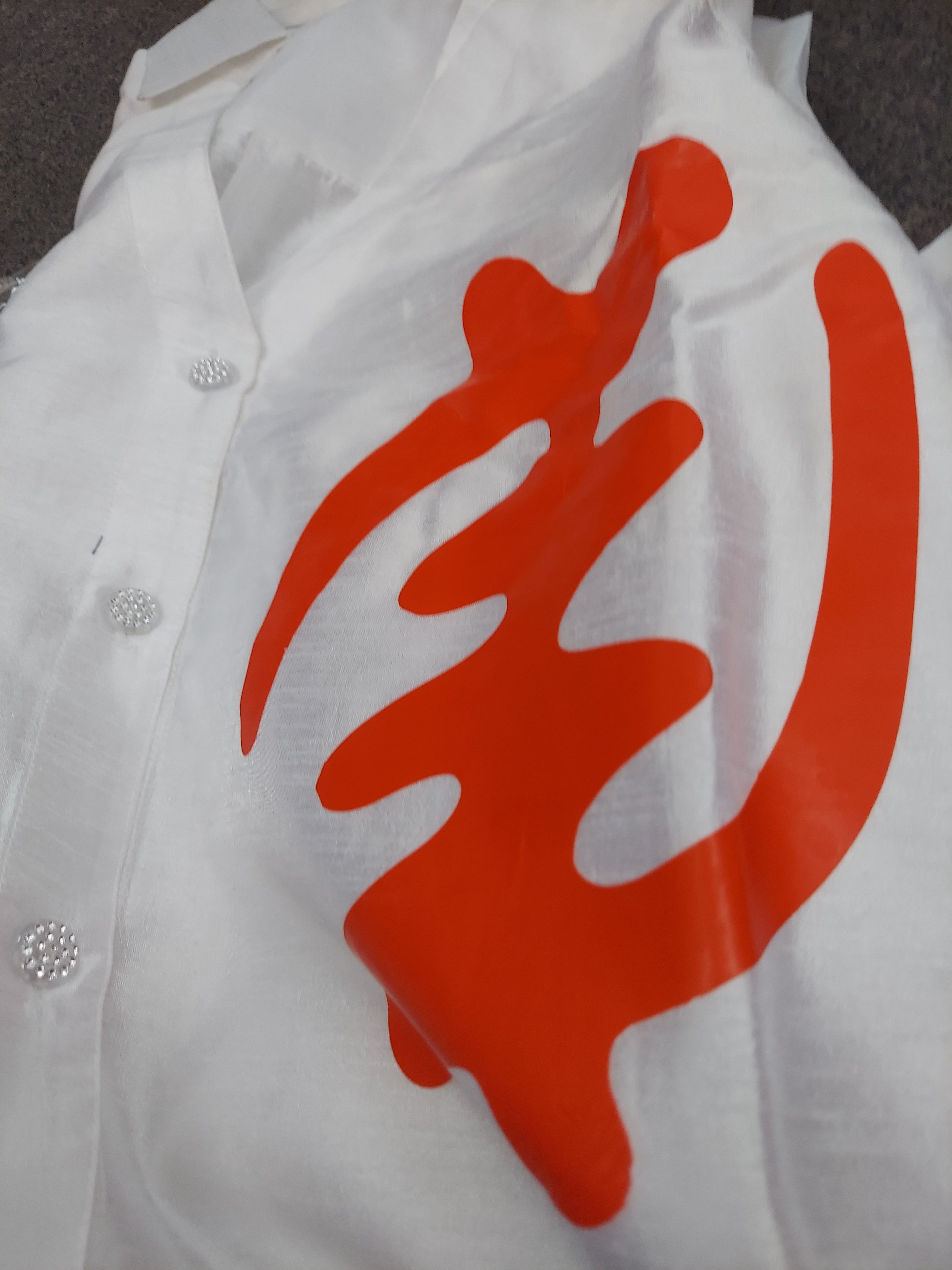 Swing Dress/ Faux Silk/ Ruffle Sleeve With Gyname Decal 758G