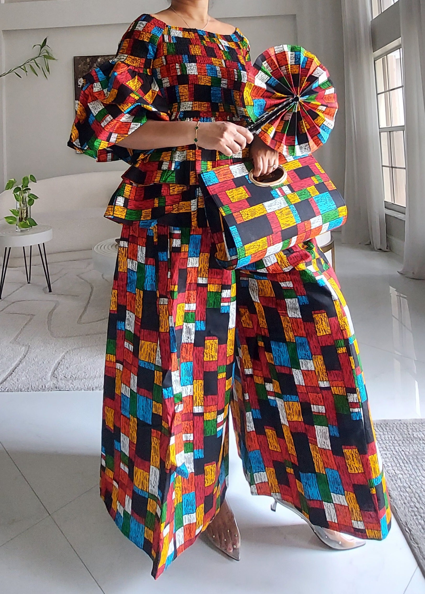 5-Piece African Ankara Pant Set Mosaic - 019-PS14G