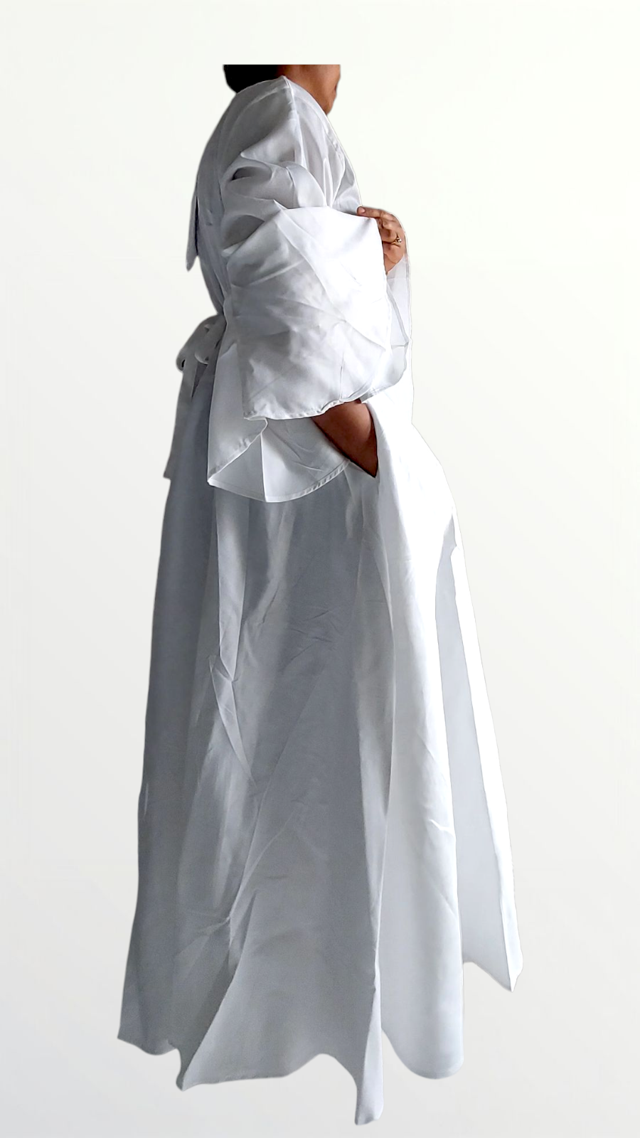 Women Wrap Around Dress/Bell sleeve - 1360 White