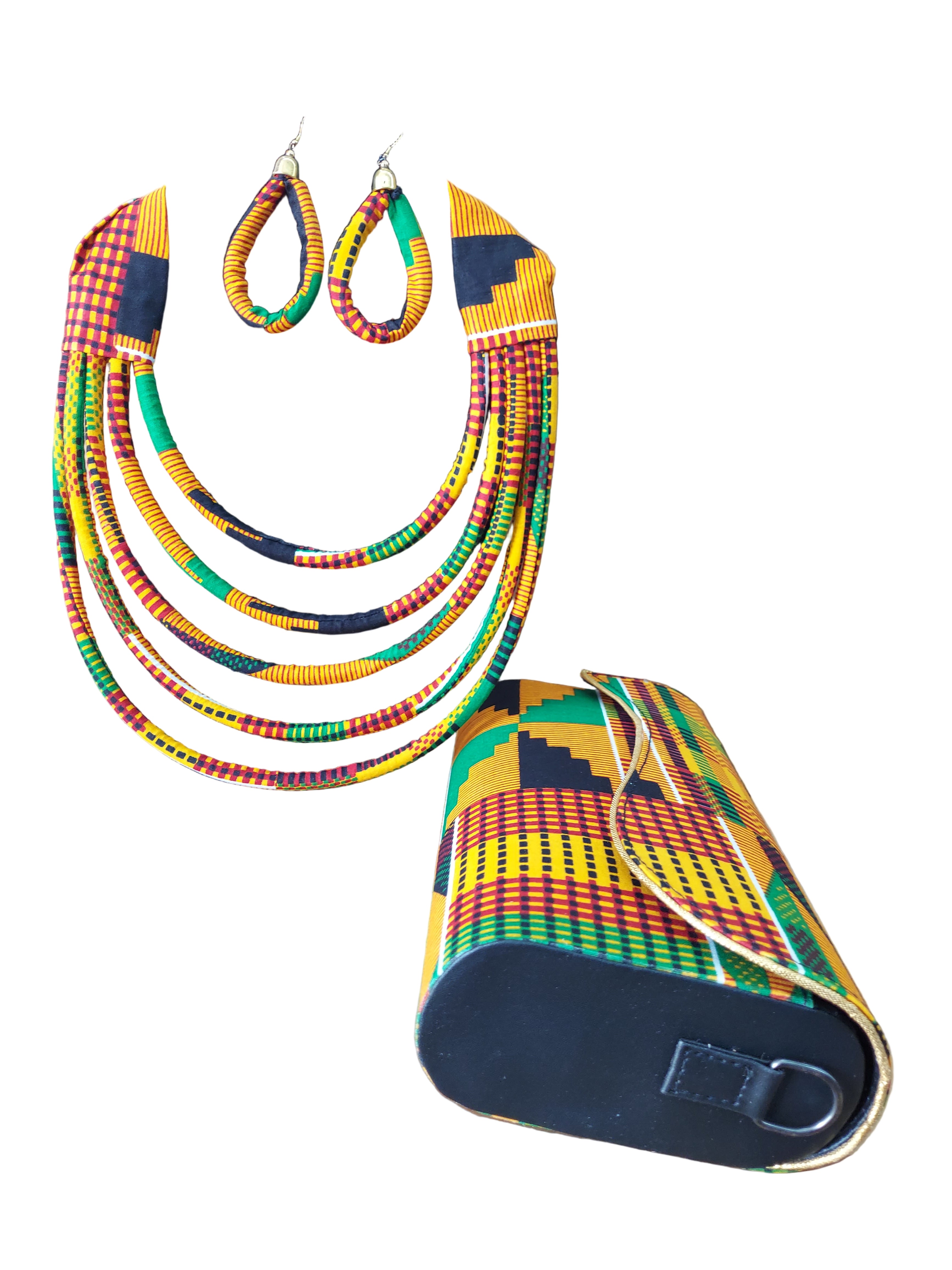 Clutch Bag & Rope  Necklace Set /African Kente /Ankara18