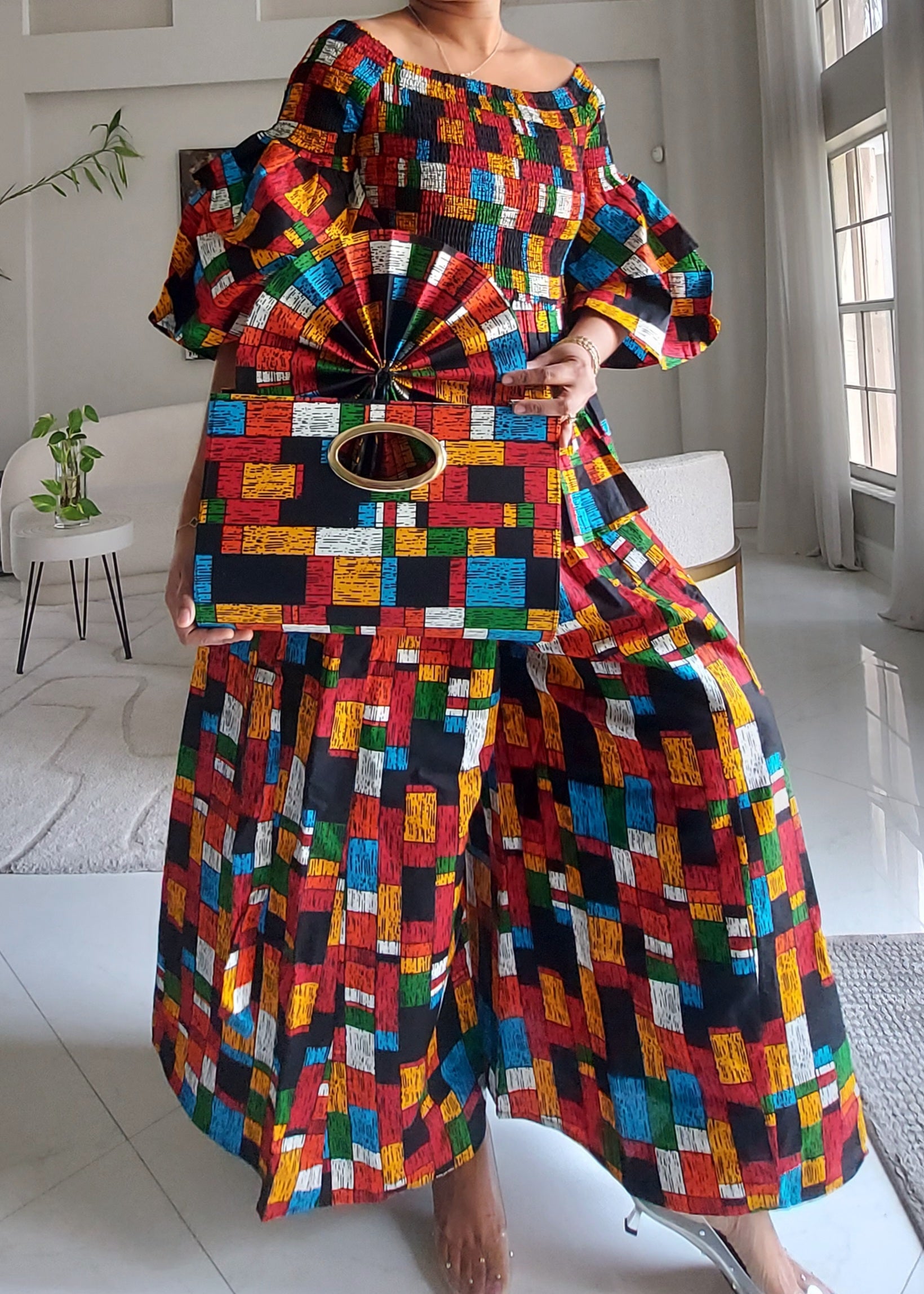 5-Piece African Ankara Pant Set Mosaic - 019-PS14G