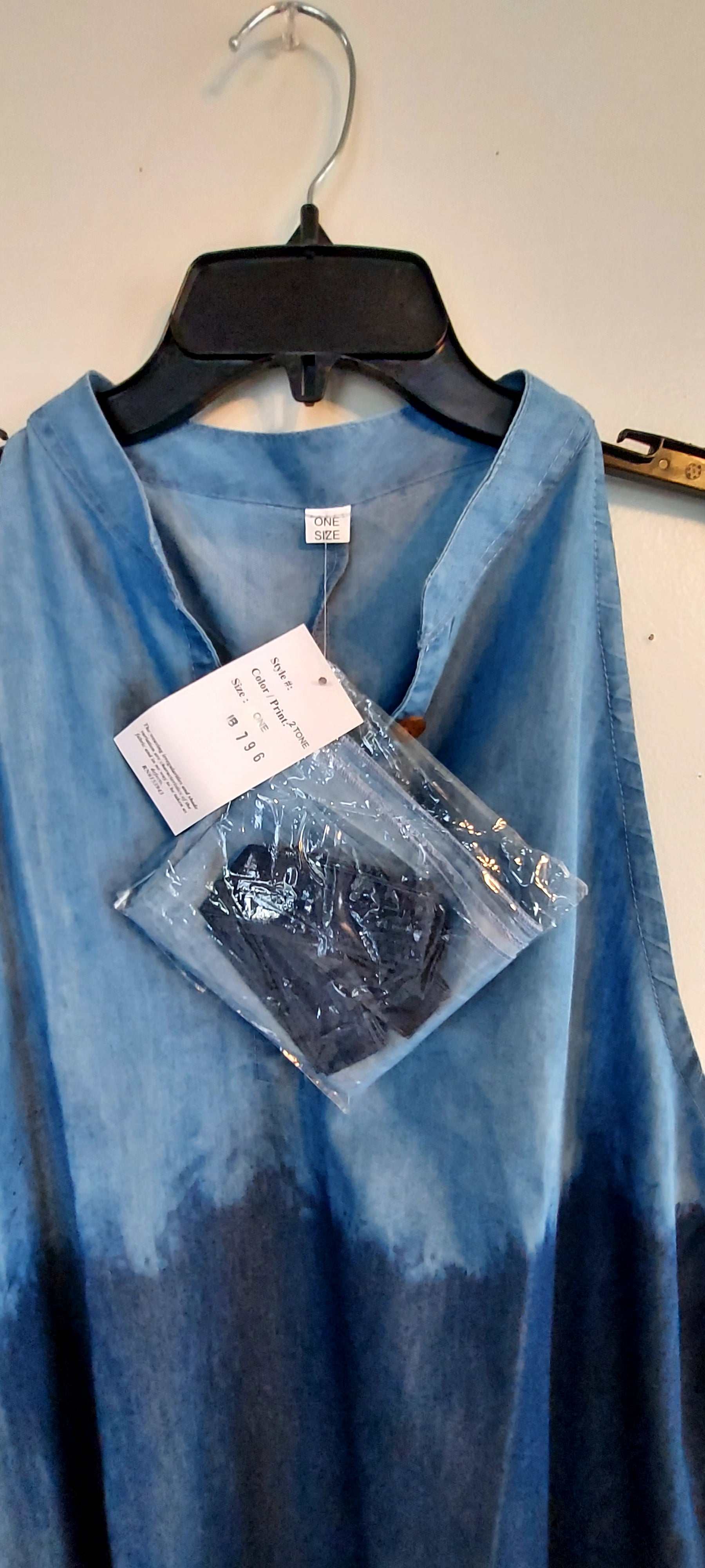 Haltered Neck Button Middi Dress 796 Two Tone  Denim