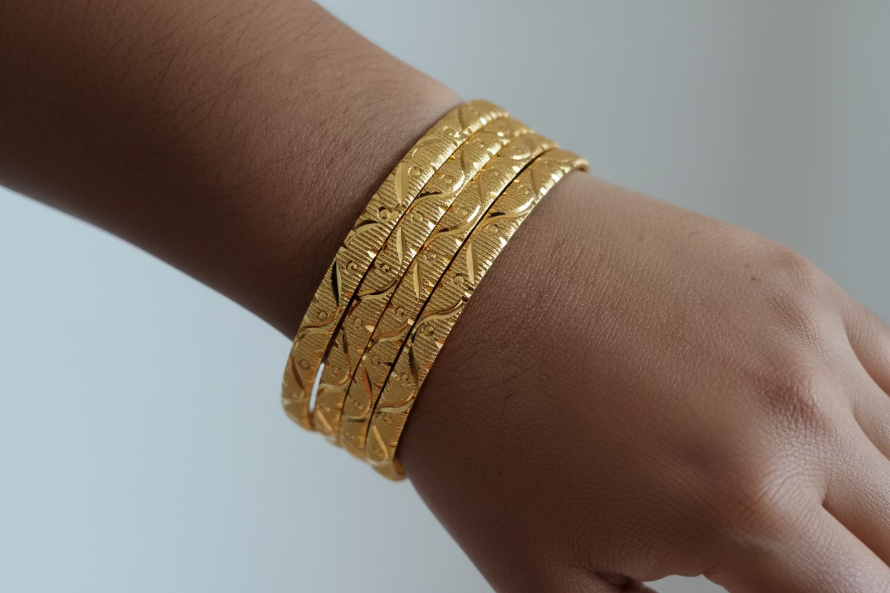 4Pcs Stacable Bangles Set-Gold Plated