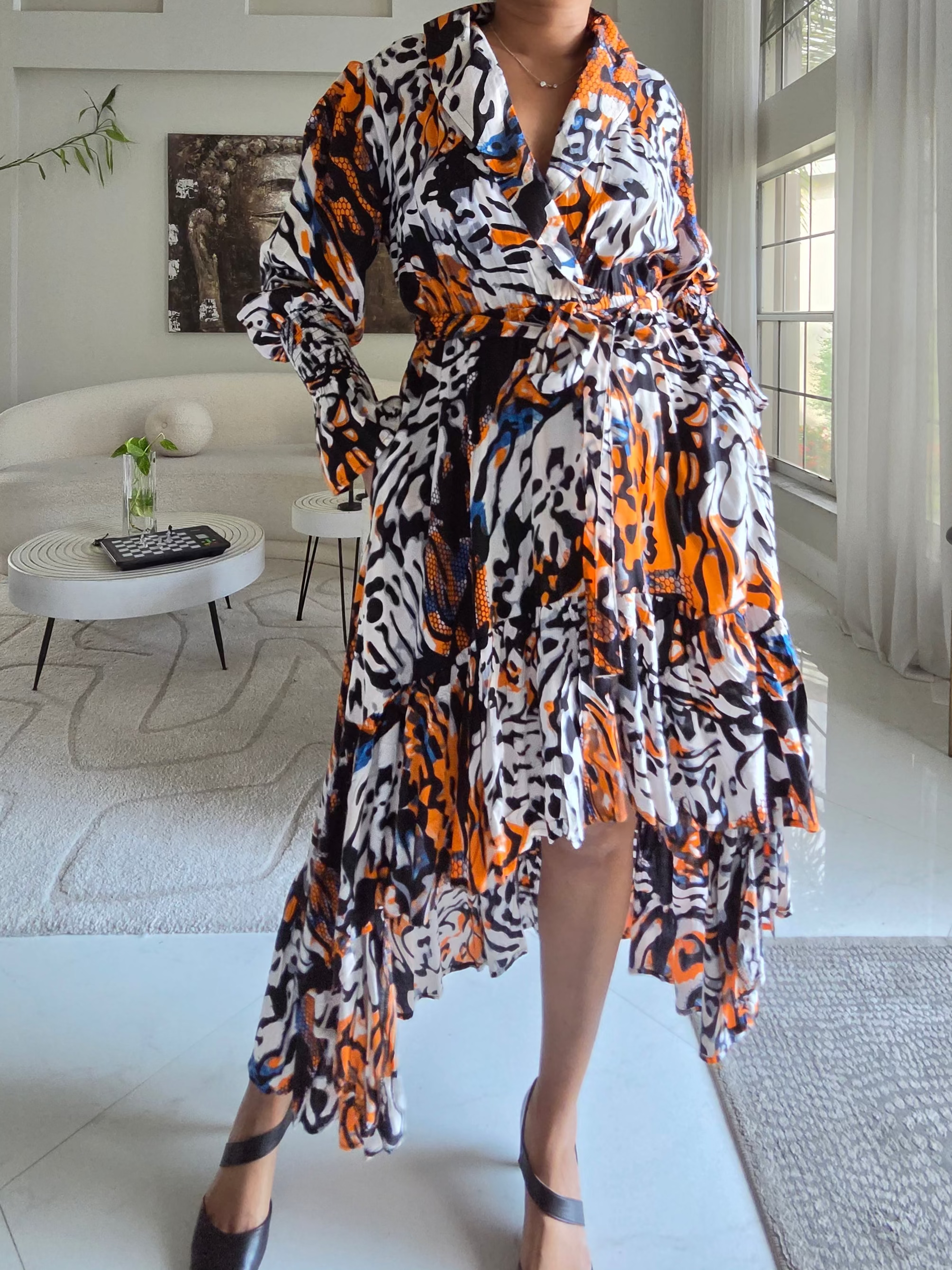 Abstract Animal Print High-Low Dress - 7632R