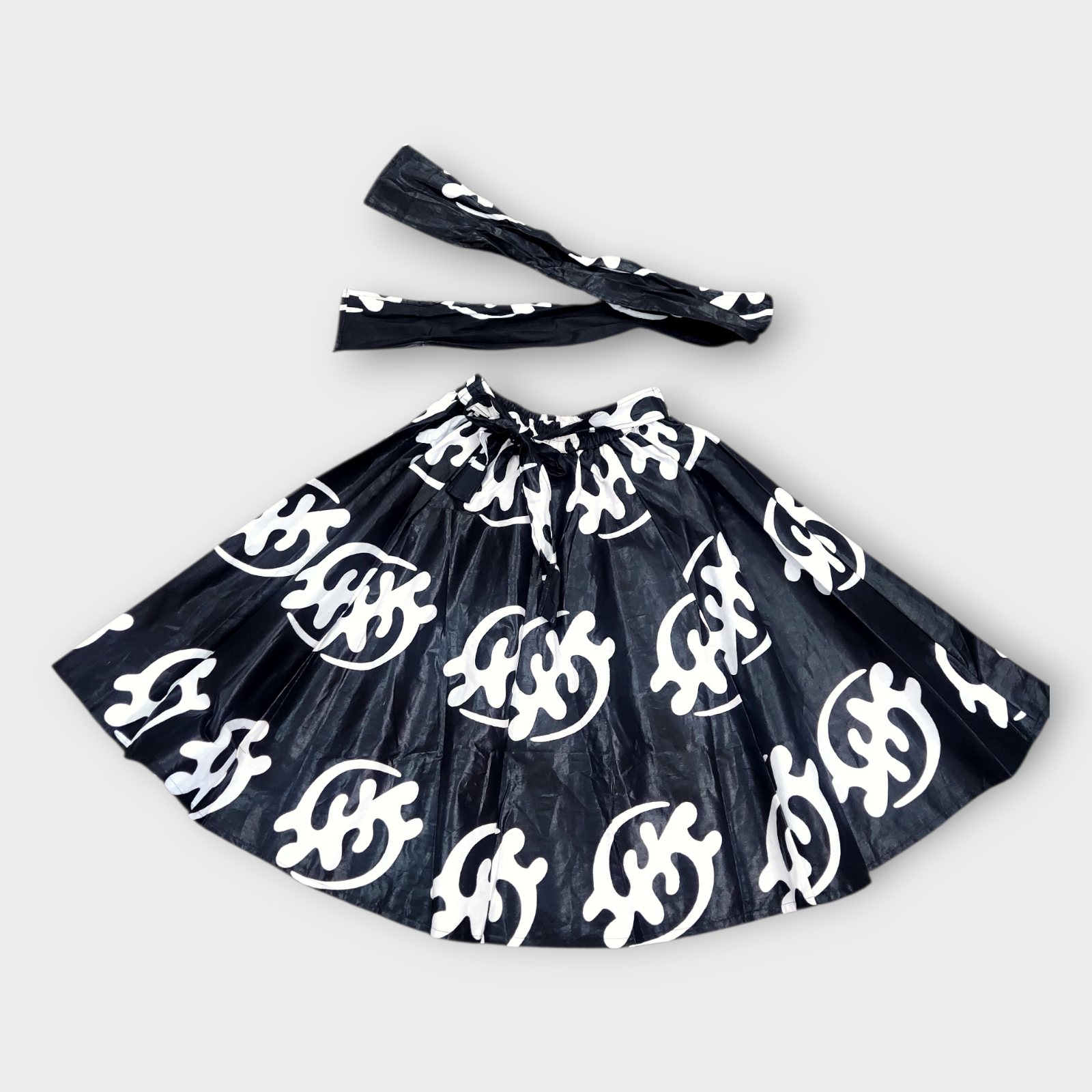 Kids / Girls  Skirt & Scarf Set- Gye-Nyame Print K05