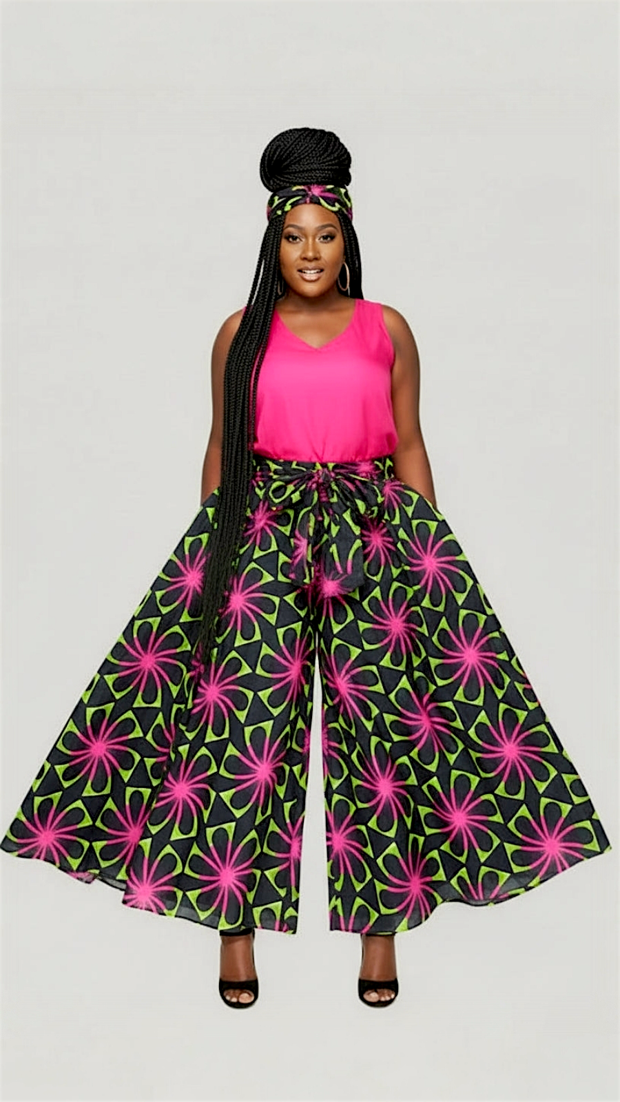 701 Women Palazzo Pant / Wide Leg Pant - Floral Print 67