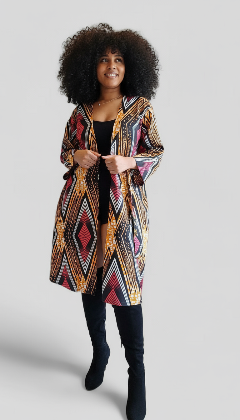 Kimono Mid Length Dress / Ankara Print  FJO17