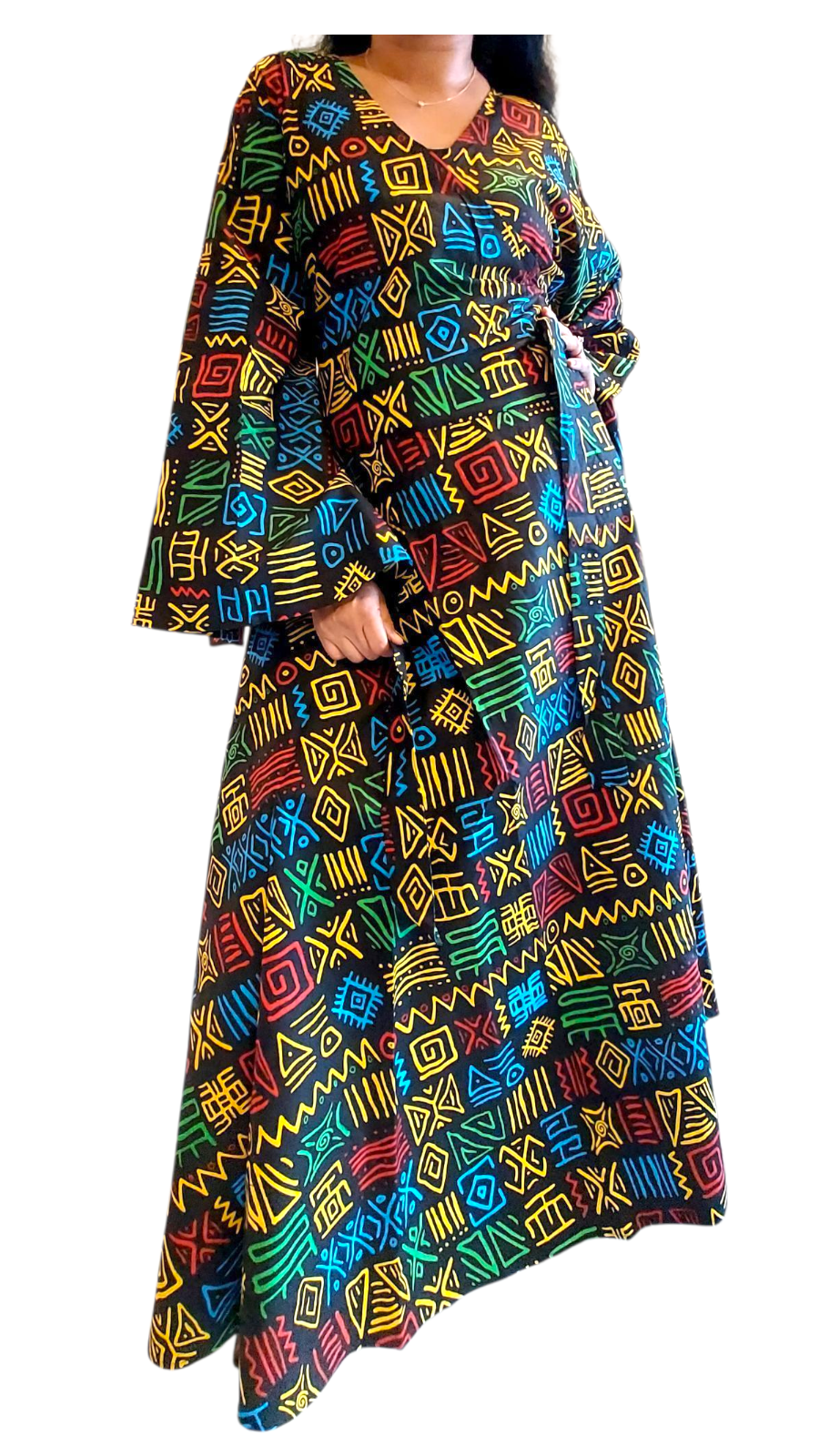 Wrap Dress / Ankara Print - 1360 Rasta