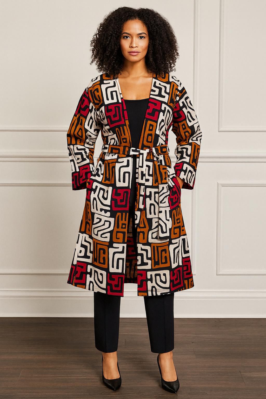 Kimono Mid Length Dress / Ankara Print  FJO17