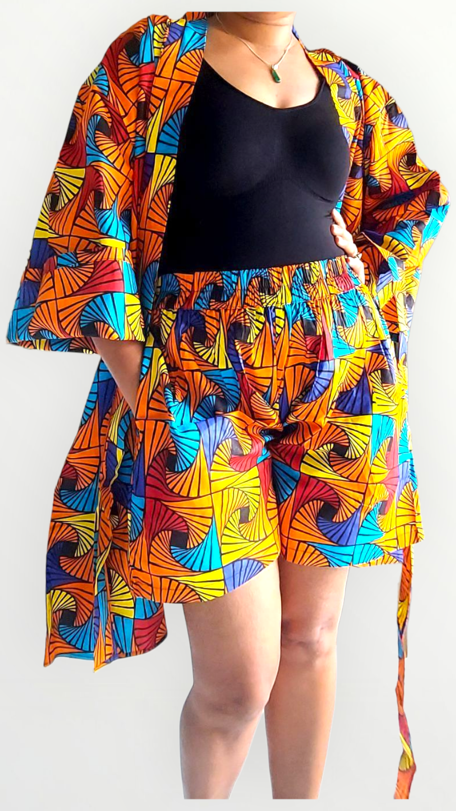 Kimono Shorts Set / Shorts & Kimono / Ankara Print 012 Multi