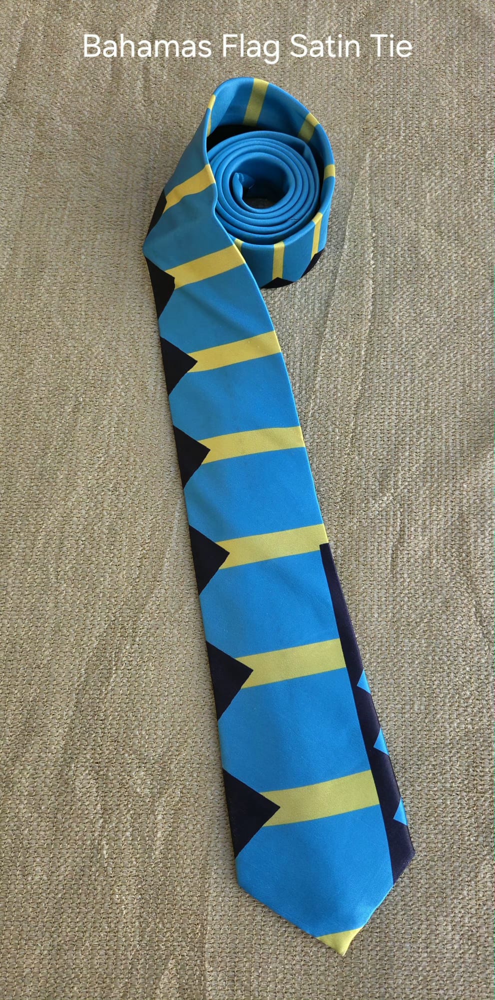 Satin Long  Neck Tie - Bahamas Flag