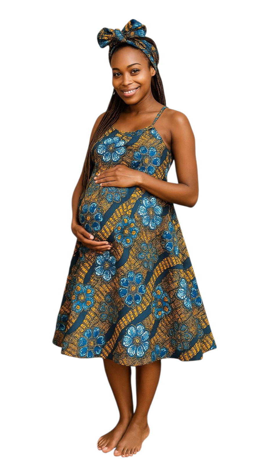 Sun Dress/ Mid Length/ Spagetti Straps/With Scarf - 032 Floral