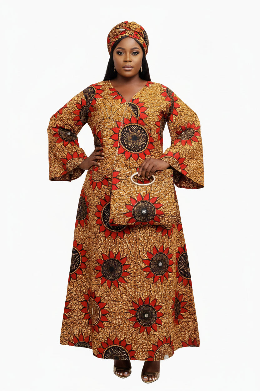 Combo Long Wrap Dress + Pocketbook Set 2025-843