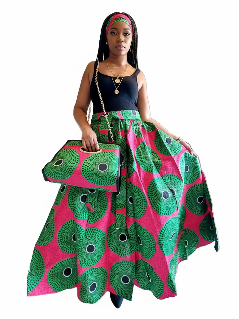 3pcs Set Maxi Skirt Pocketbook wrap Dress 746 G