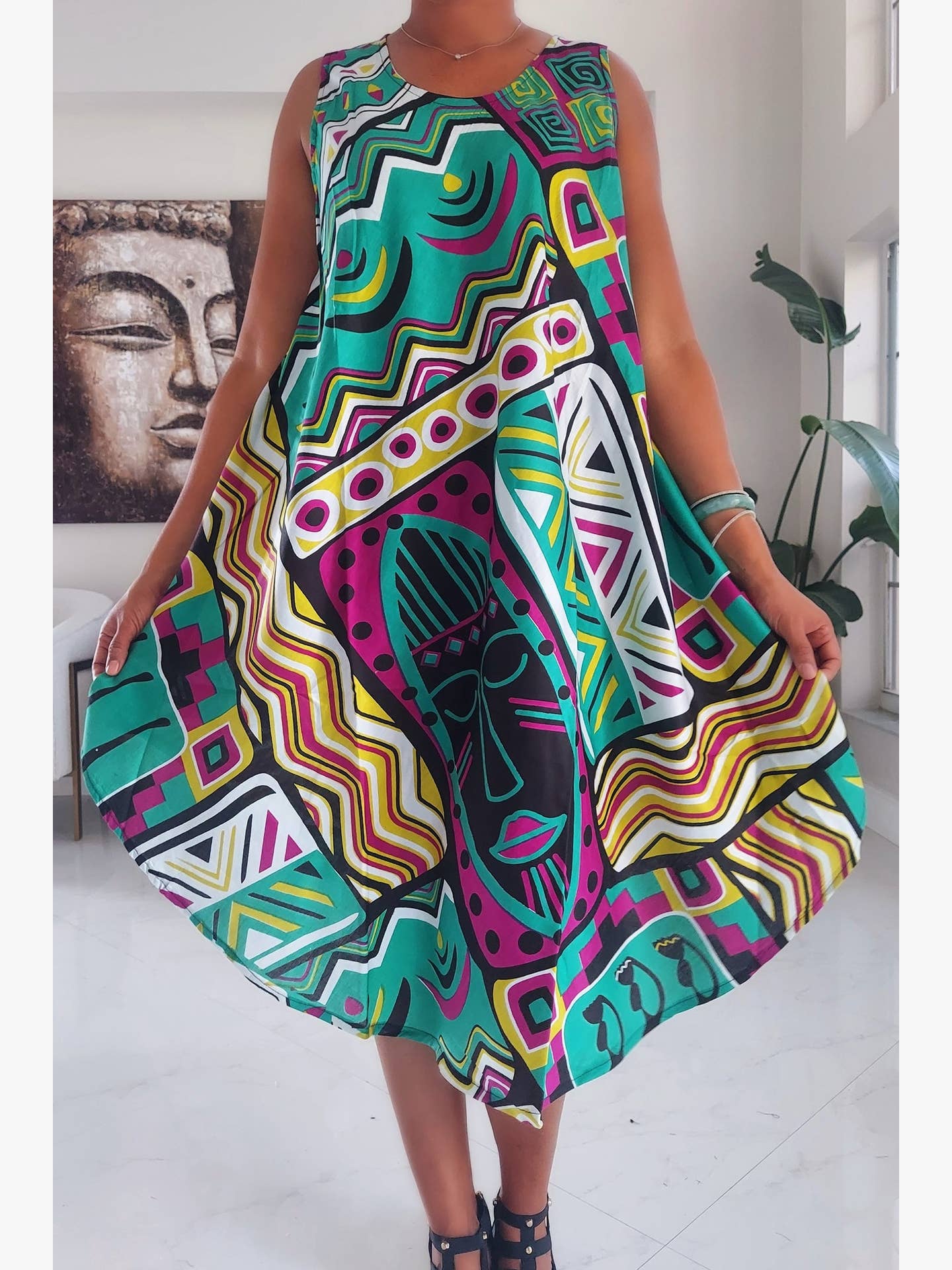 Umbrella Dress/ Beach Dress/ Tribal Print- 1691