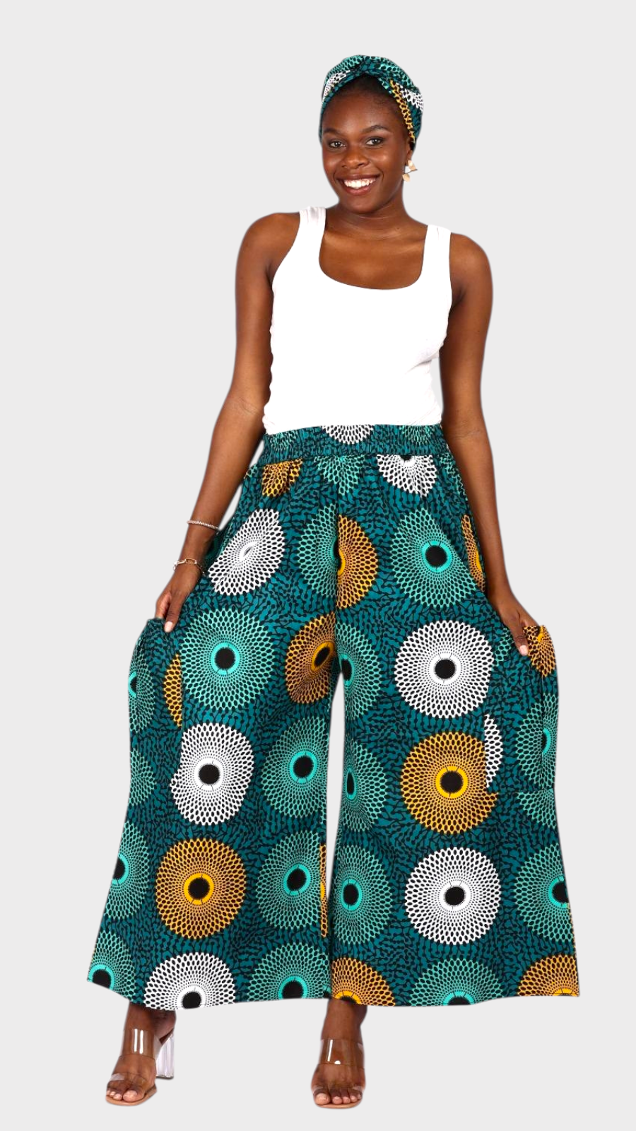 Big Pocket Palazzo Pant Print KVZ809 F