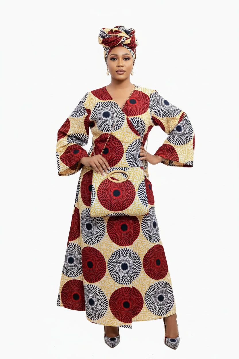 Combo Long Wrap Dress + Pocketbook Set 2025-829