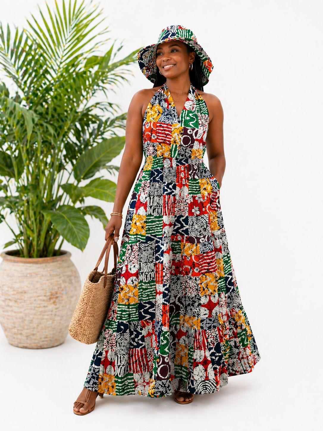 Halter Dress With Hat KVZ90-5 Rasta