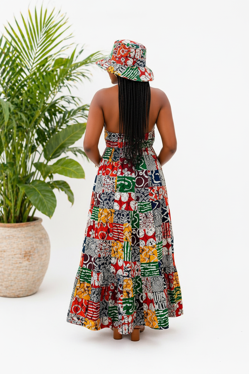 Halter Dress With Hat KVZ90-5 Rasta