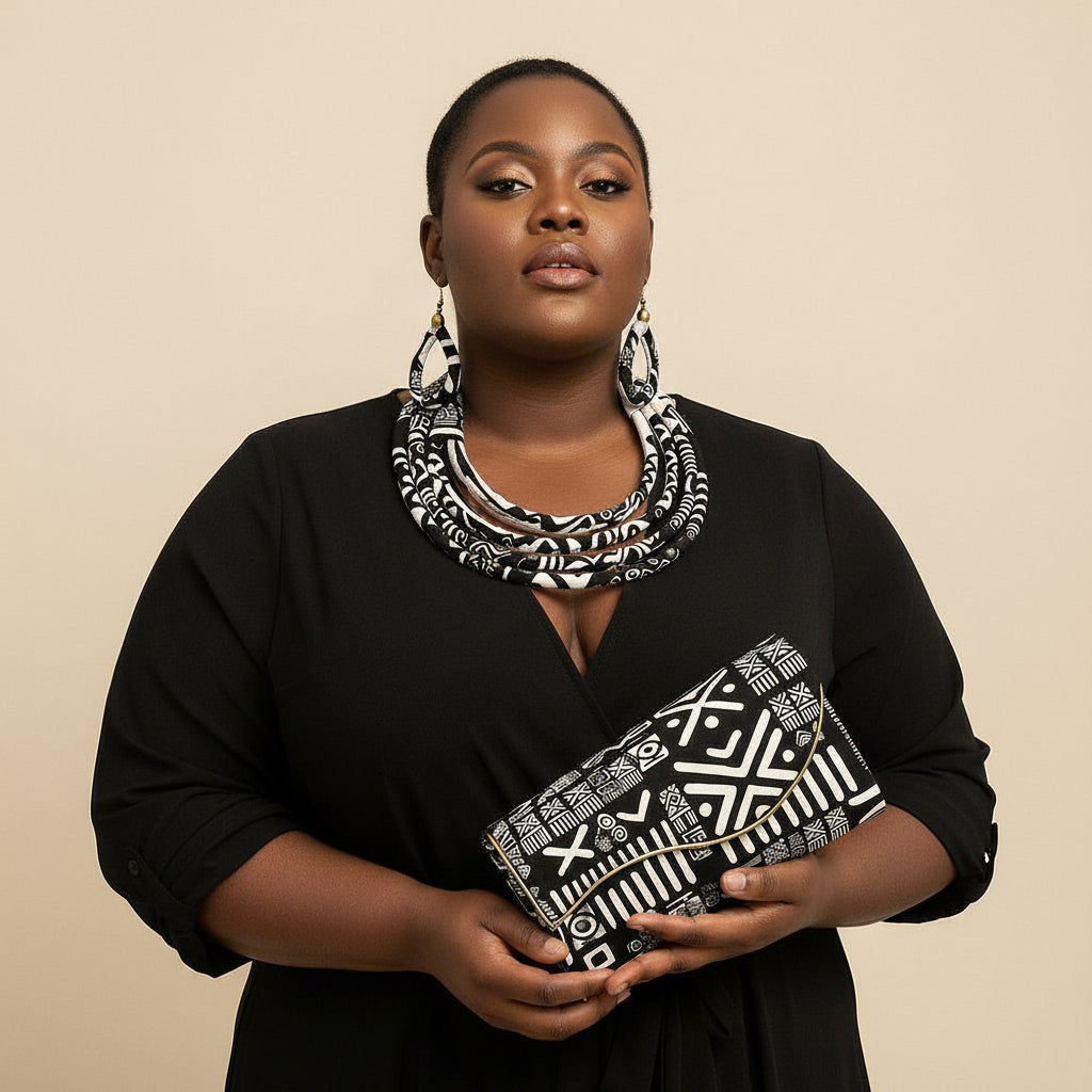 Clutch Bag & Rope  Necklace Set /African Print /Ankara13