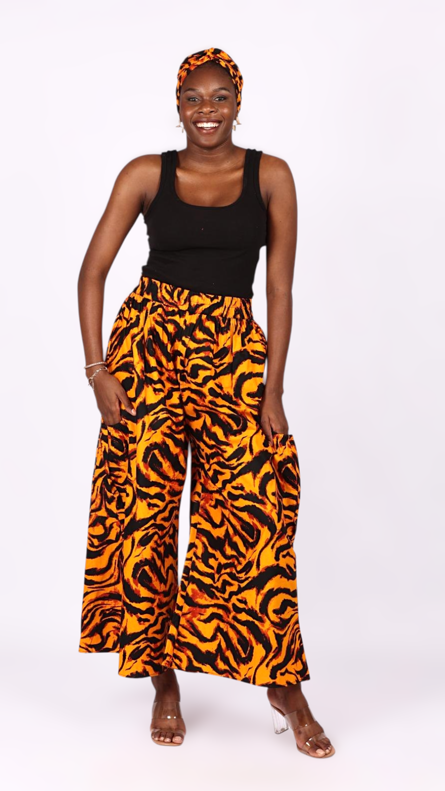 Big Pocket Palazzo Pant Print KVZ809 C