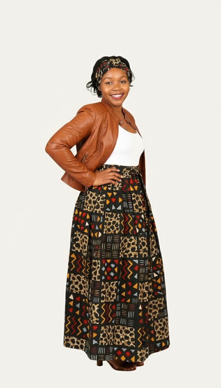 Woman Long Printed Maxi Skirt-1350 Multi