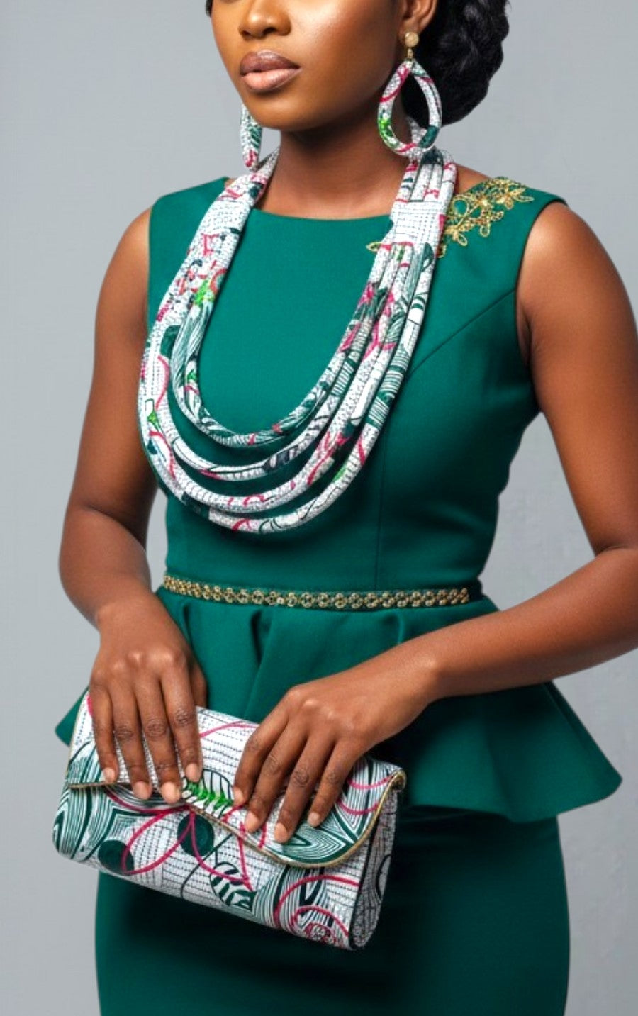 Clutch Bag & Rope  Necklace Set /African Kente /Ankara 19 AKA