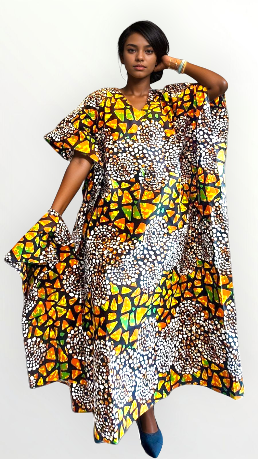 Cotton Kaftan Dress - 9000 Yellow