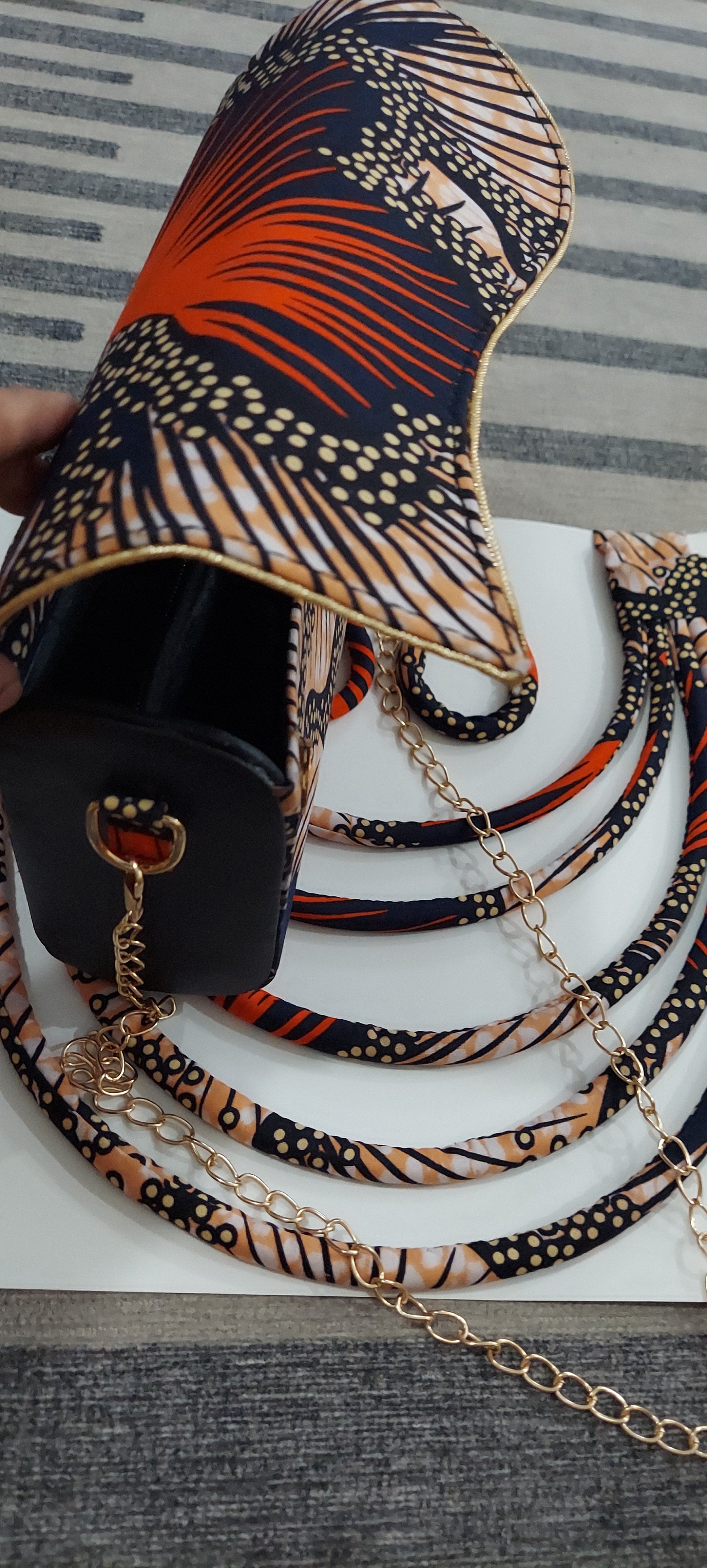 Clutch Bag & Rope  Necklace Set /African Kente /Ankara 24 Peach