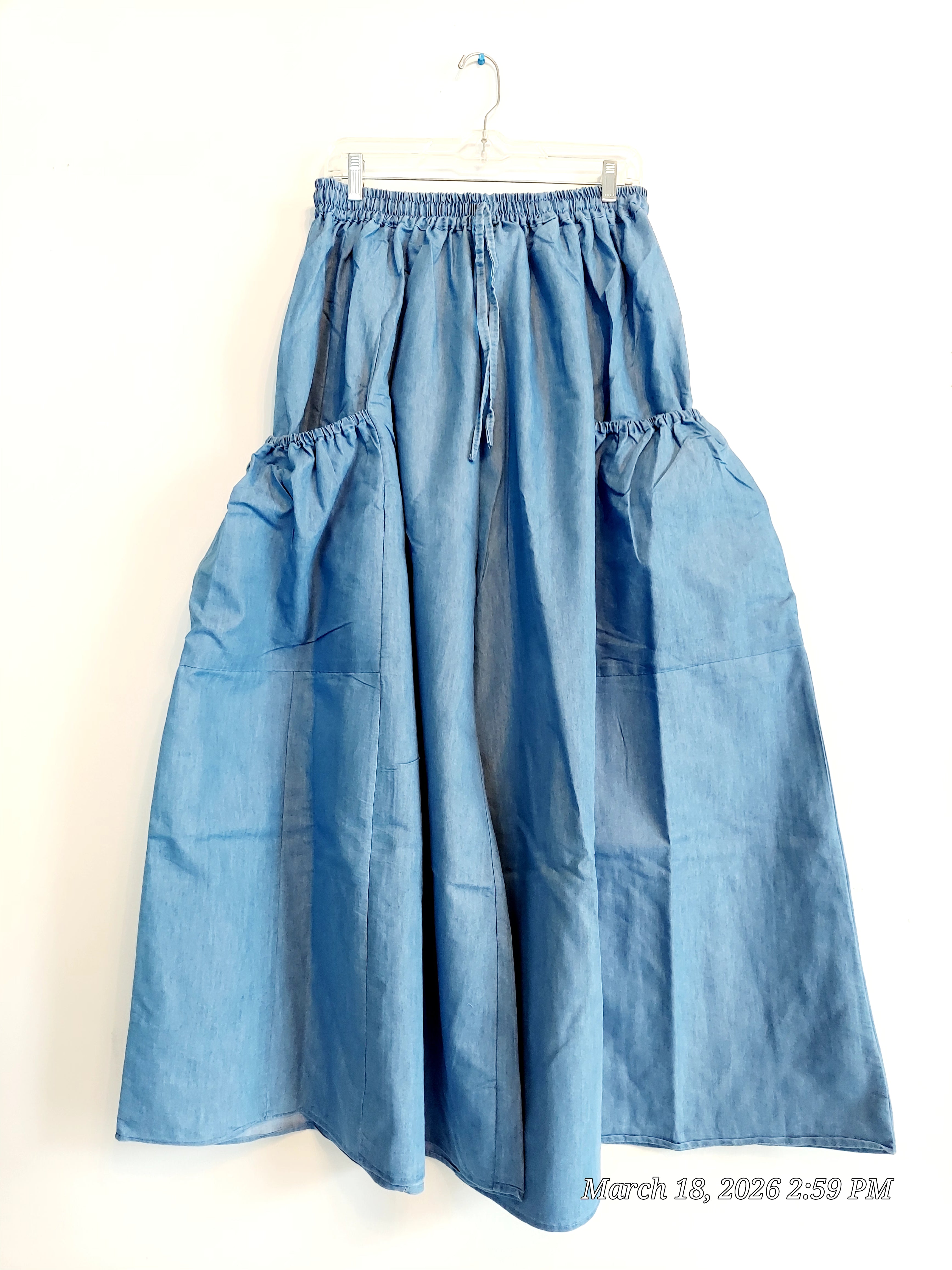 Denim Big Pocket Palazzo Pant - 45 Light Denim