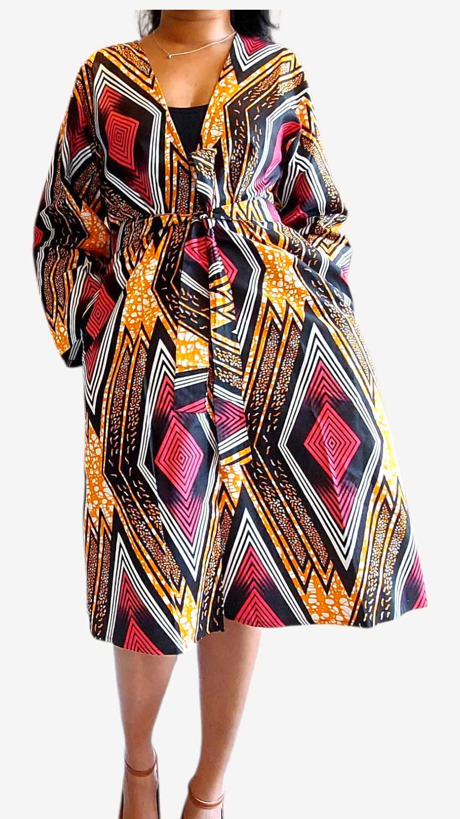 Kimono Mid Length Dress / Ankara Print  FJO17