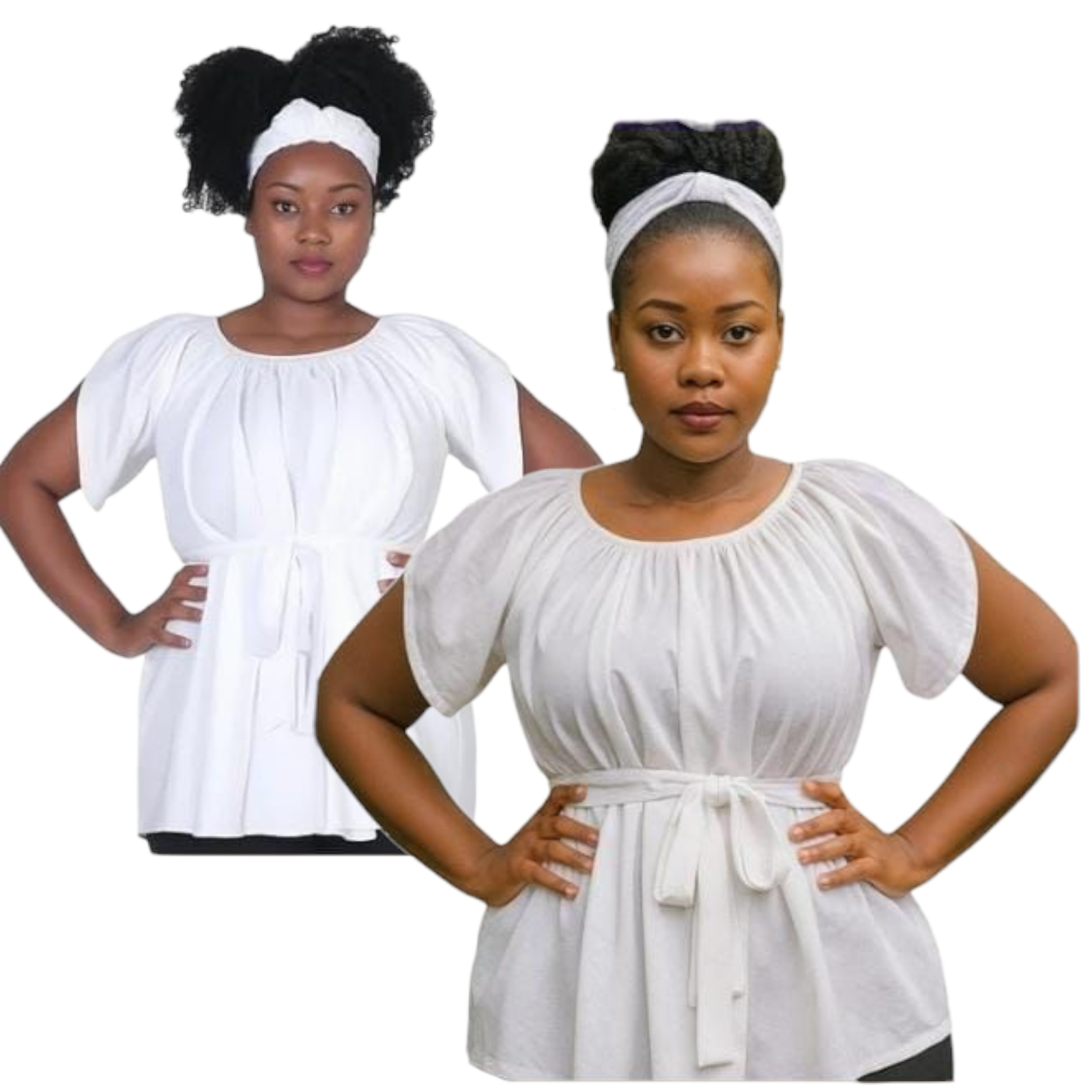 Cap sleeve Flare Blouse - White T014