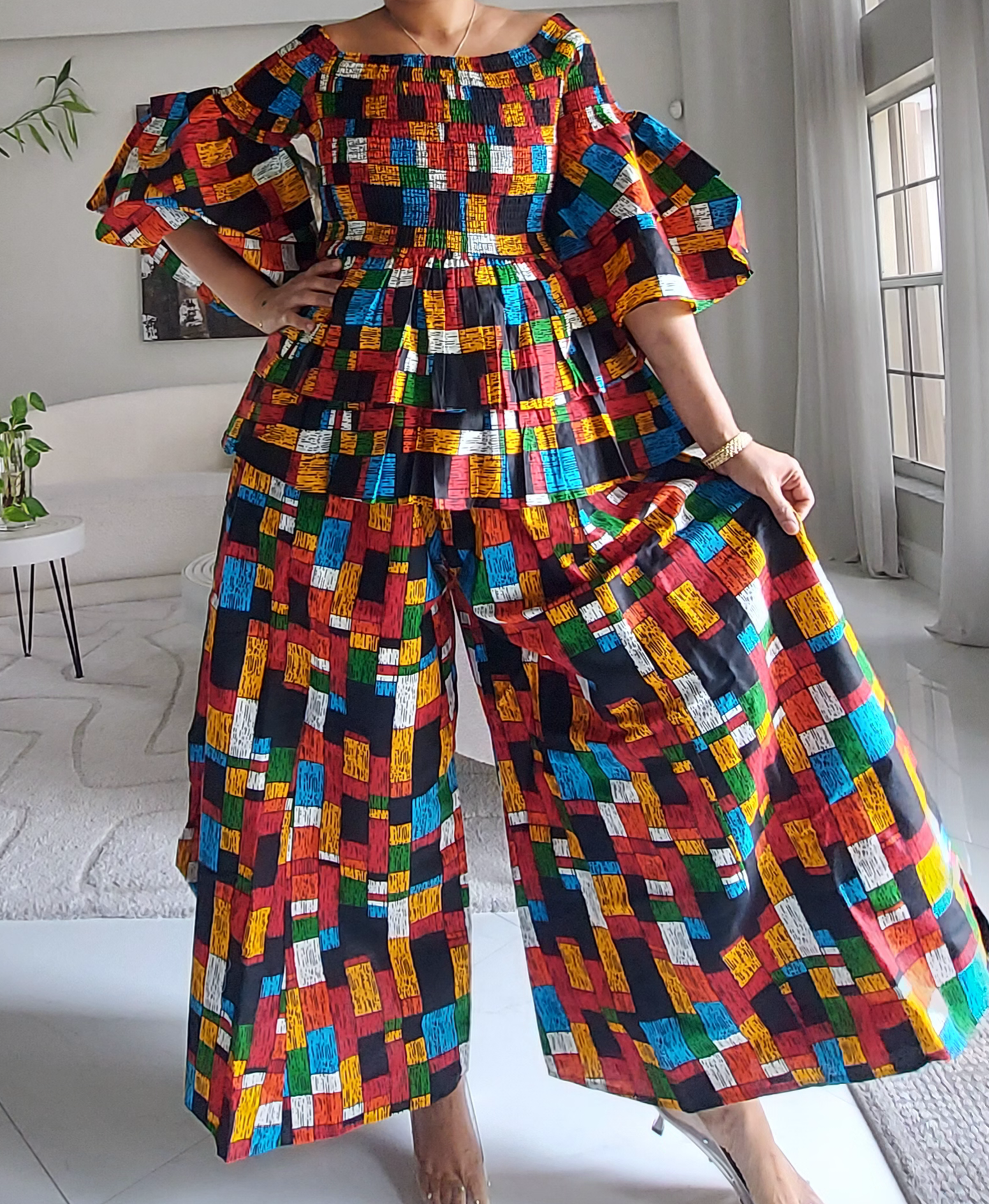 5-Piece African Ankara Pant Set Mosaic - 019-PS14G