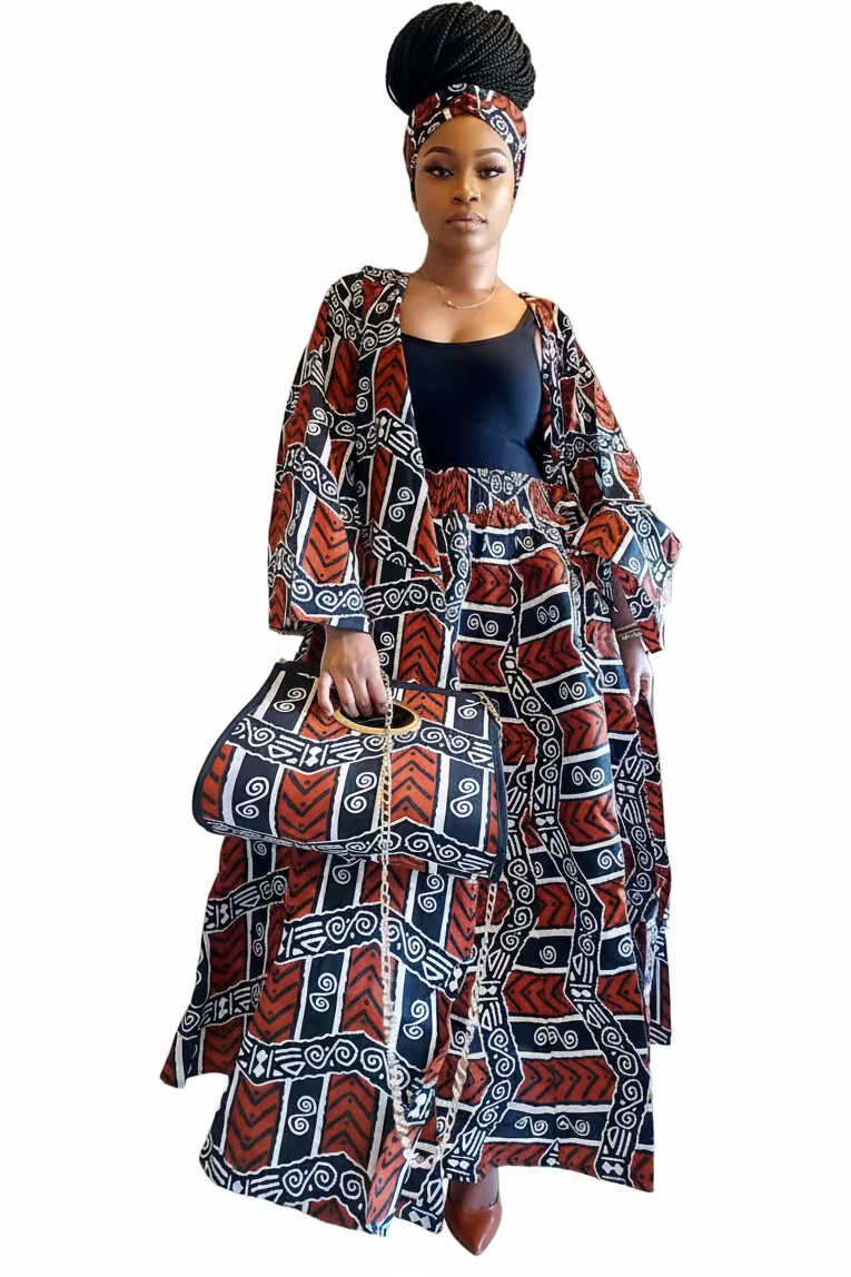 3pcs Set Maxi Skirt Pocketbook wrap Dress N