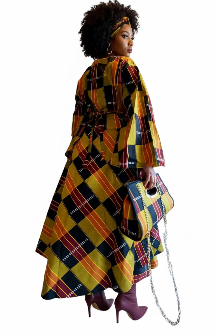 3pcs Set Maxi Skirt Pocketbook wrap Dress 746 H