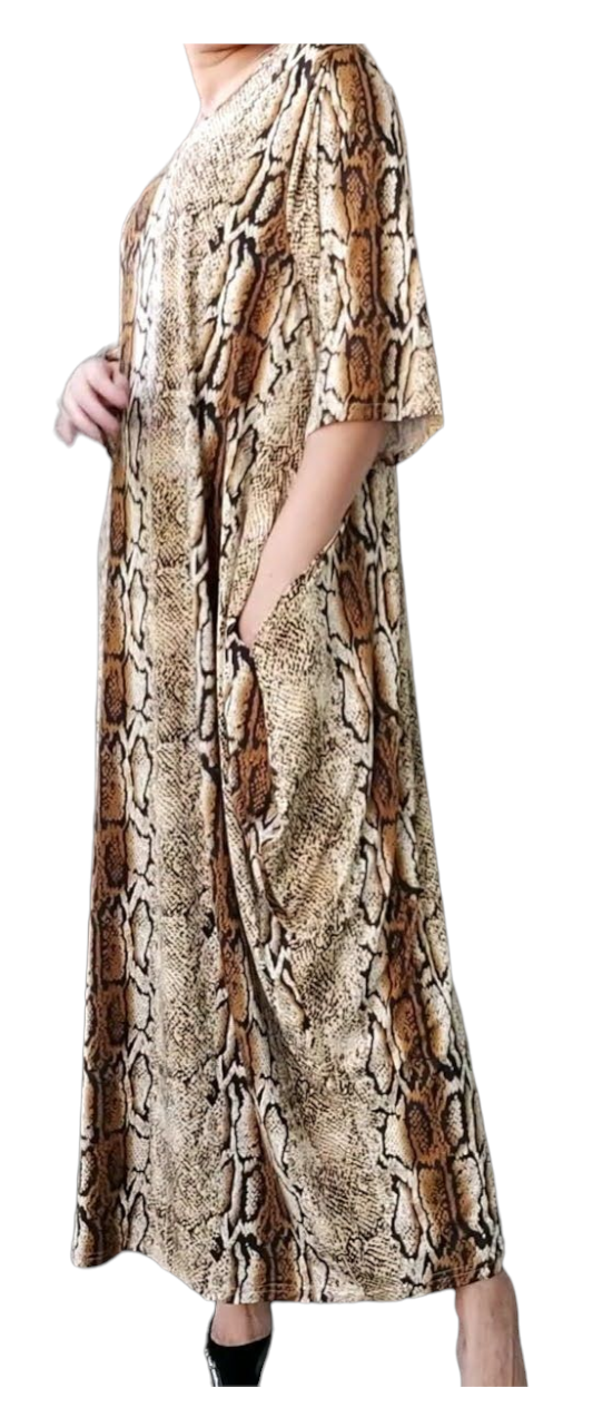 Bubble Dress/Mid Length Sleeves/ Snake Print-161