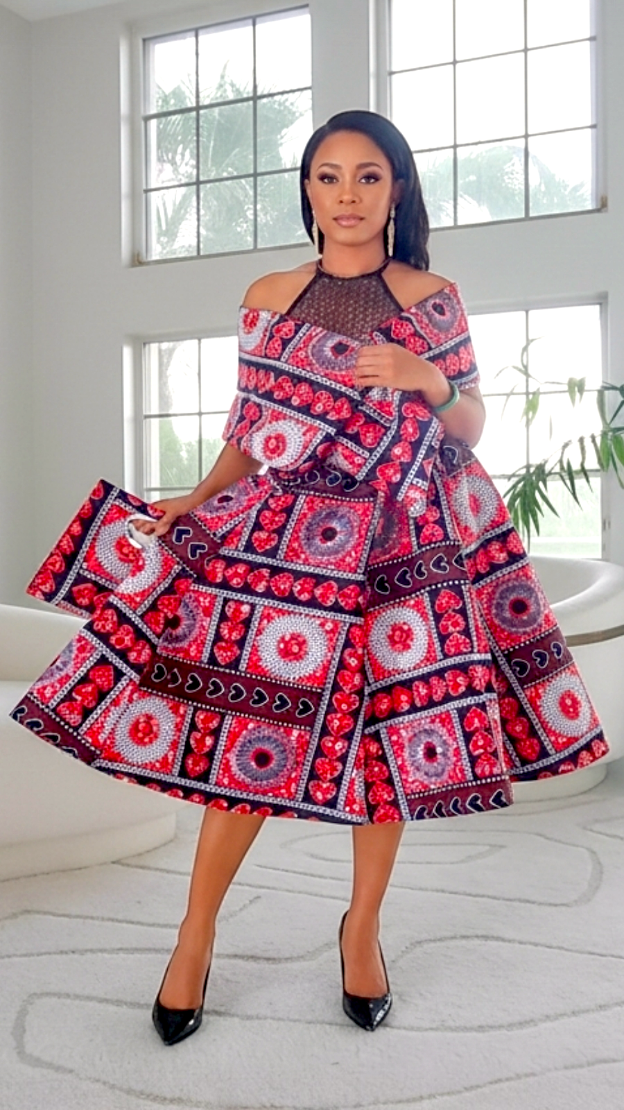 1006 Combo-Women Mid Length Skirt & Pocketbook Set