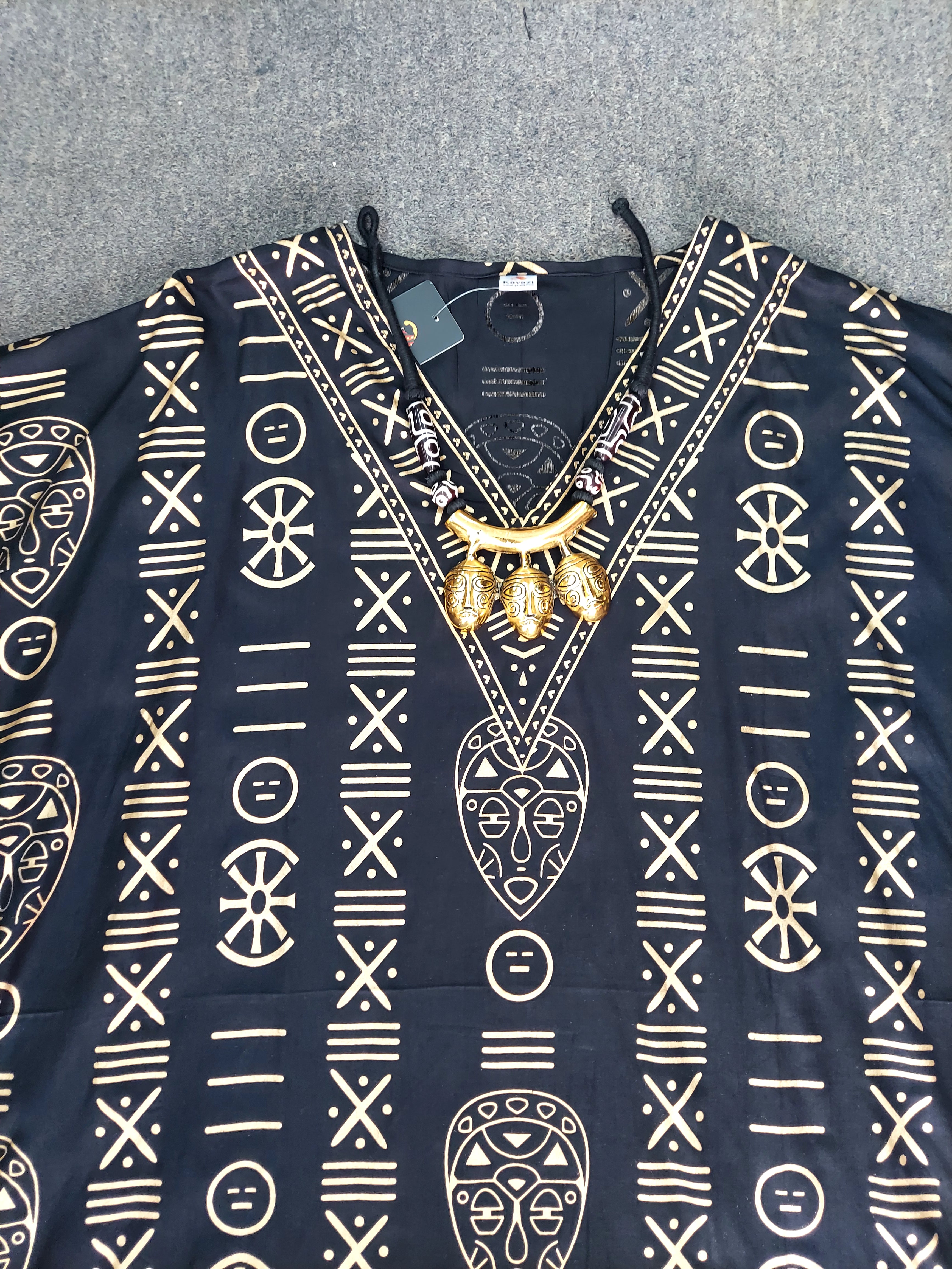 Kaftan Top / Short Dress- Tribal Print- KF01