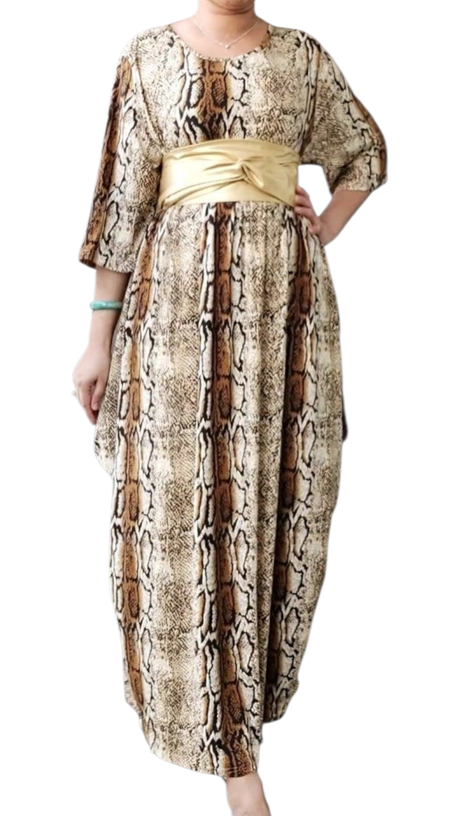 Bubble Dress/Mid Length Sleeves/ Snake Print-161