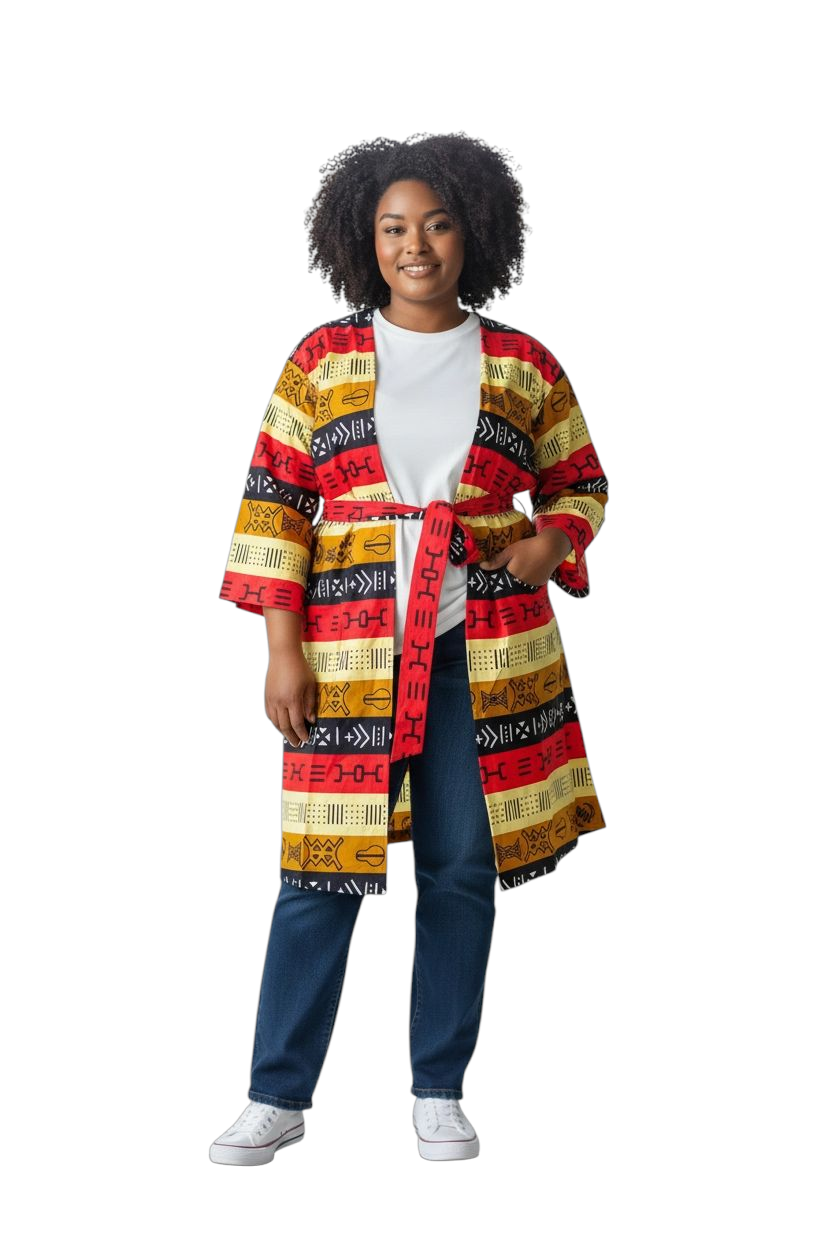 Kimono Mid Length Dress / Ankara Print  FJO17