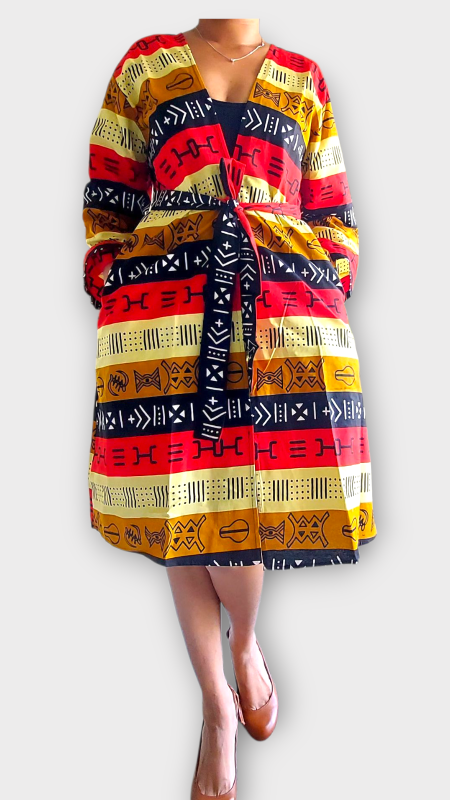 Kimono Mid Length Dress / Ankara Print  FJO17