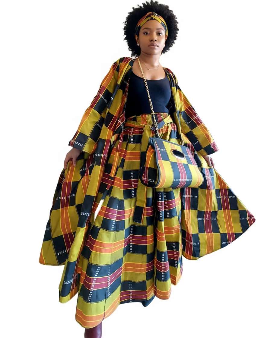 3pcs Set Maxi Skirt Pocketbook wrap Dress 746 H