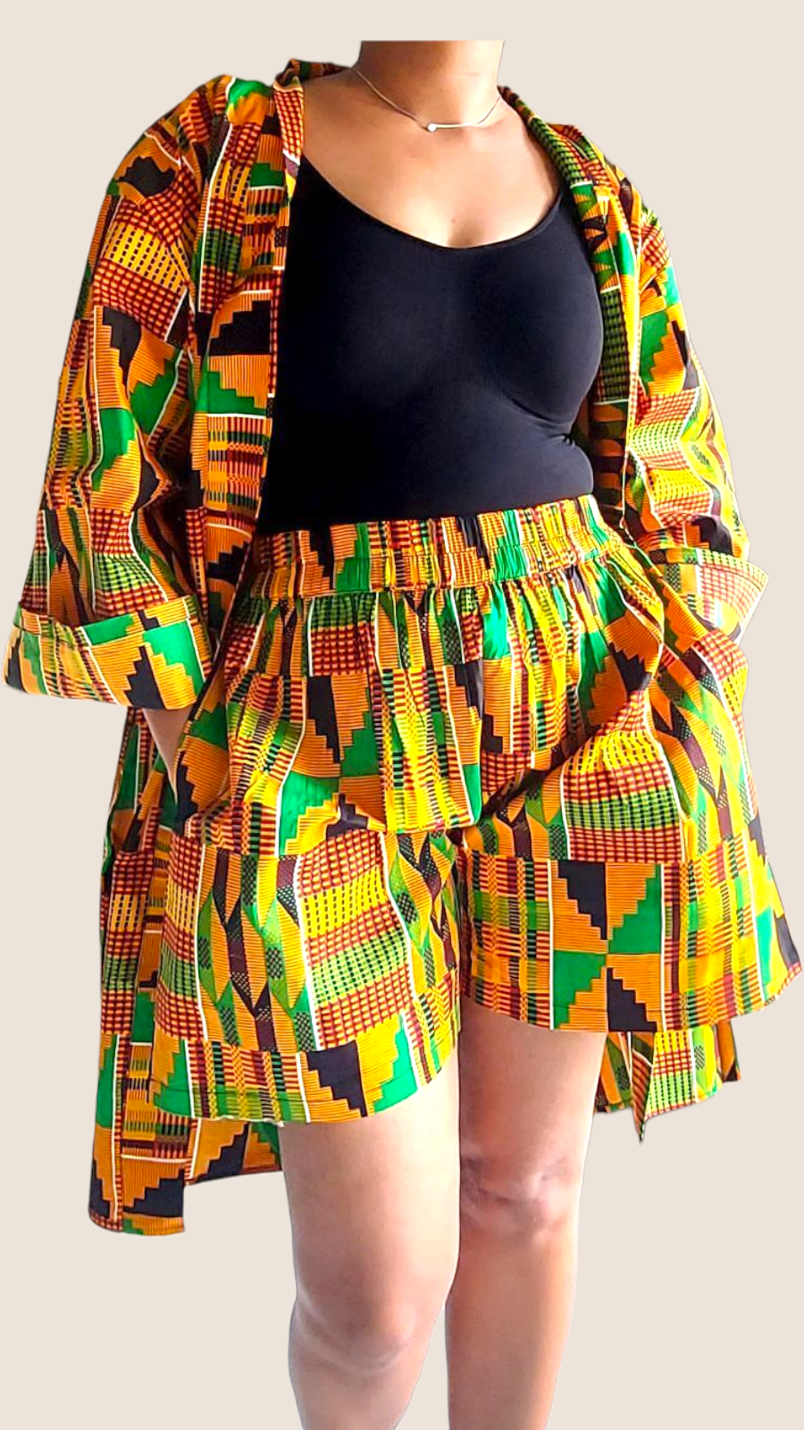 Kimono Shorts Set / Shorts & Kimono / kente Print 012