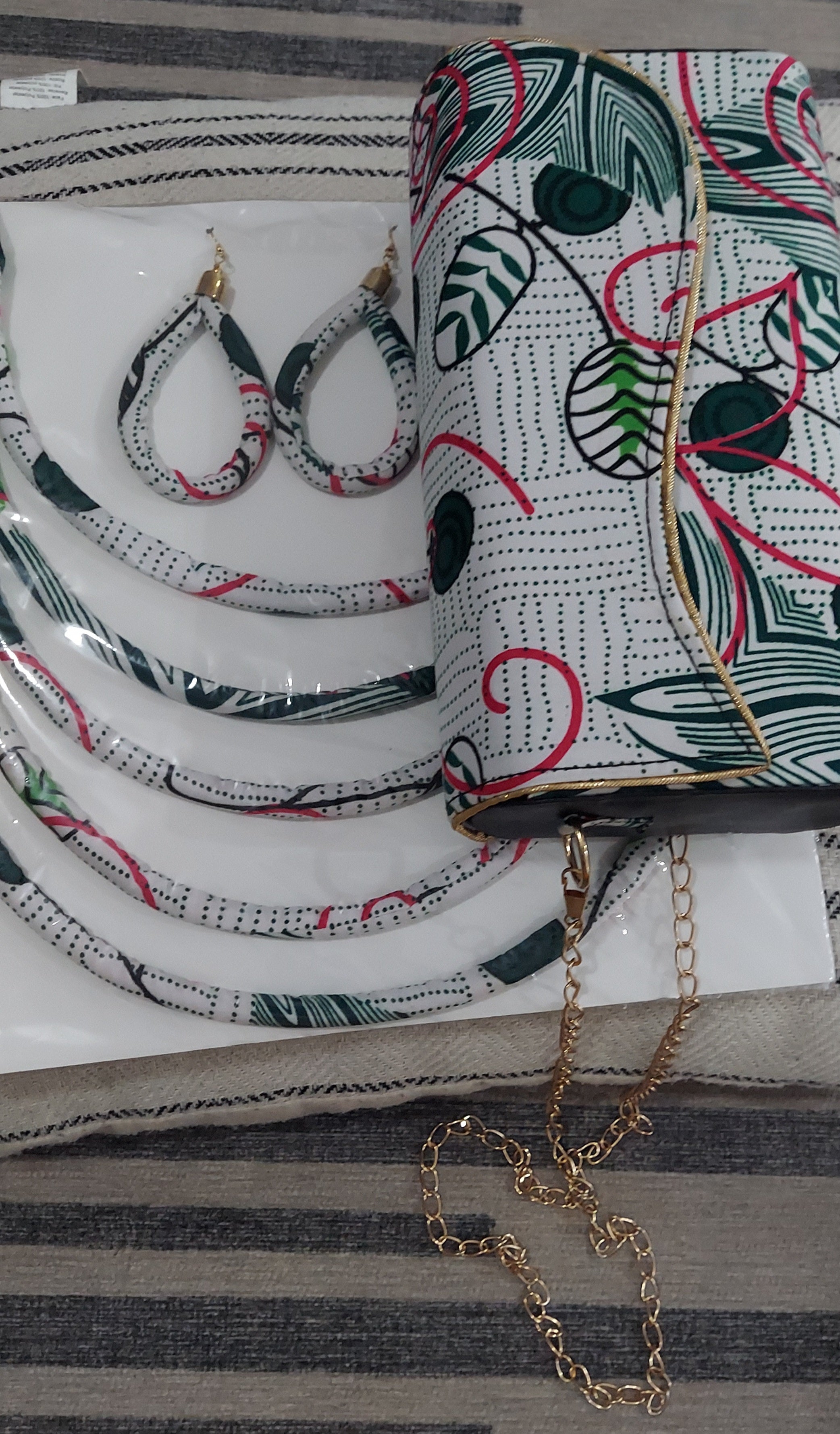 Clutch Bag & Rope  Necklace Set /African Kente /Ankara 19 AKA
