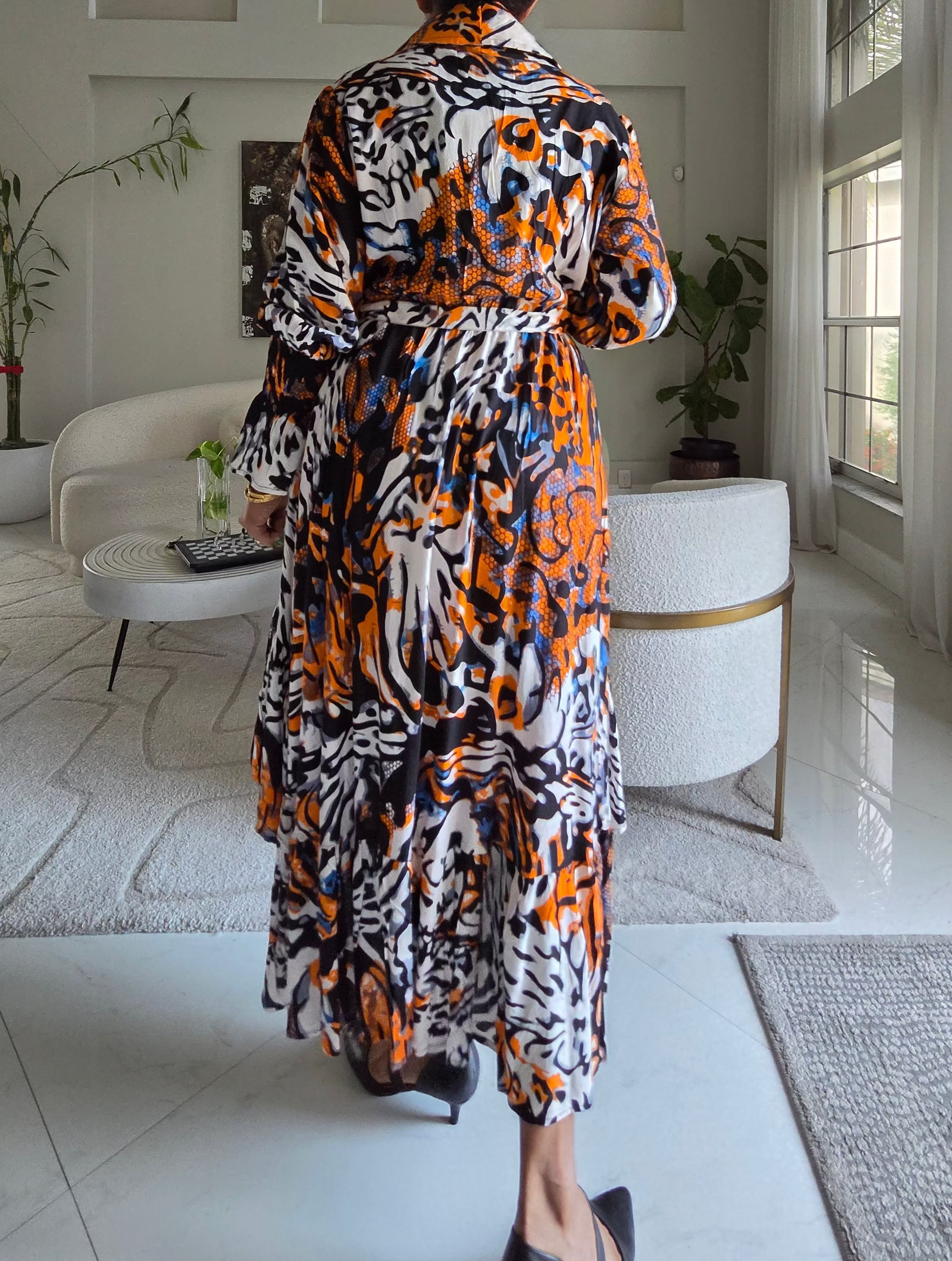 Abstract Animal Print High-Low Dress - 7632R