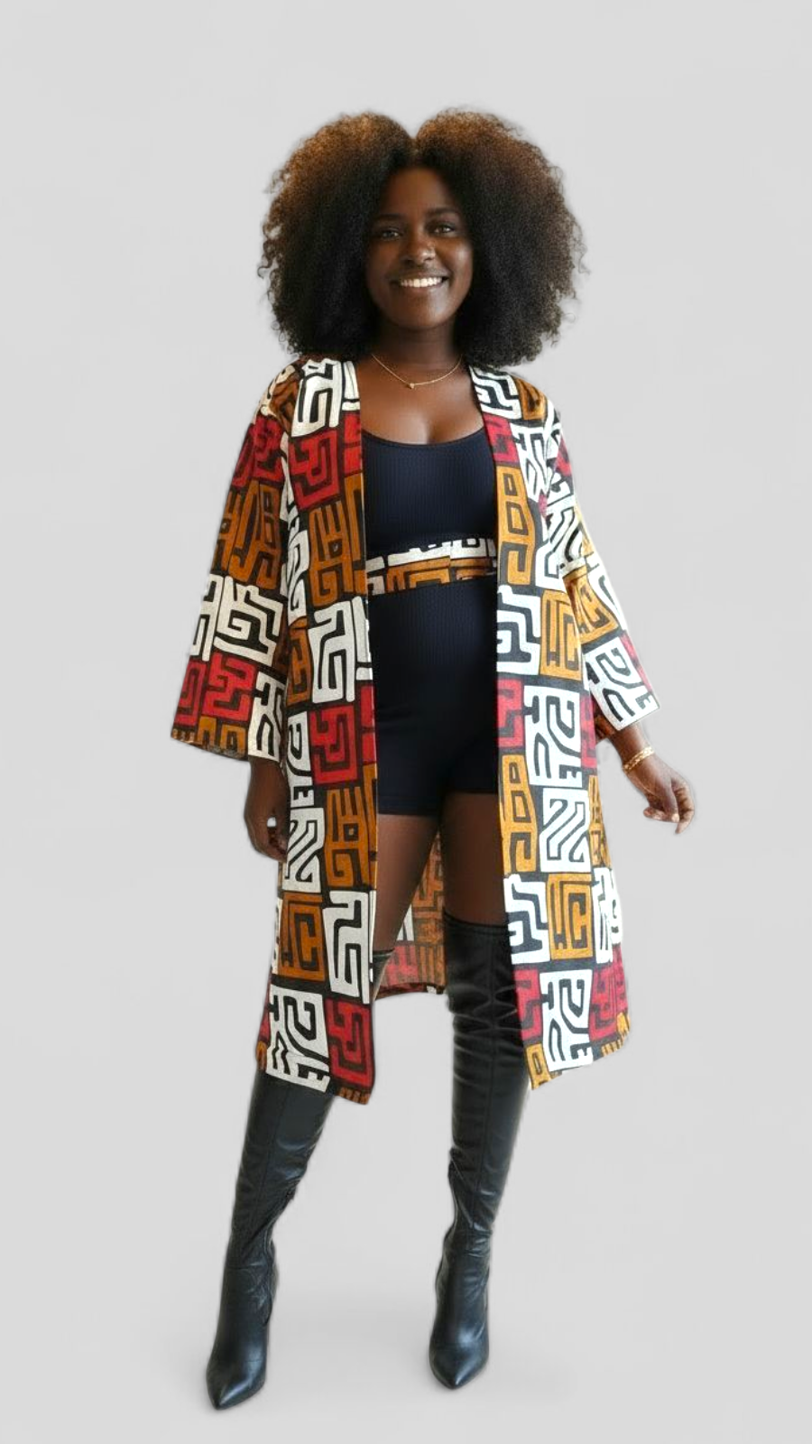 Kimono Mid Length Dress / Ankara Print  FJO17