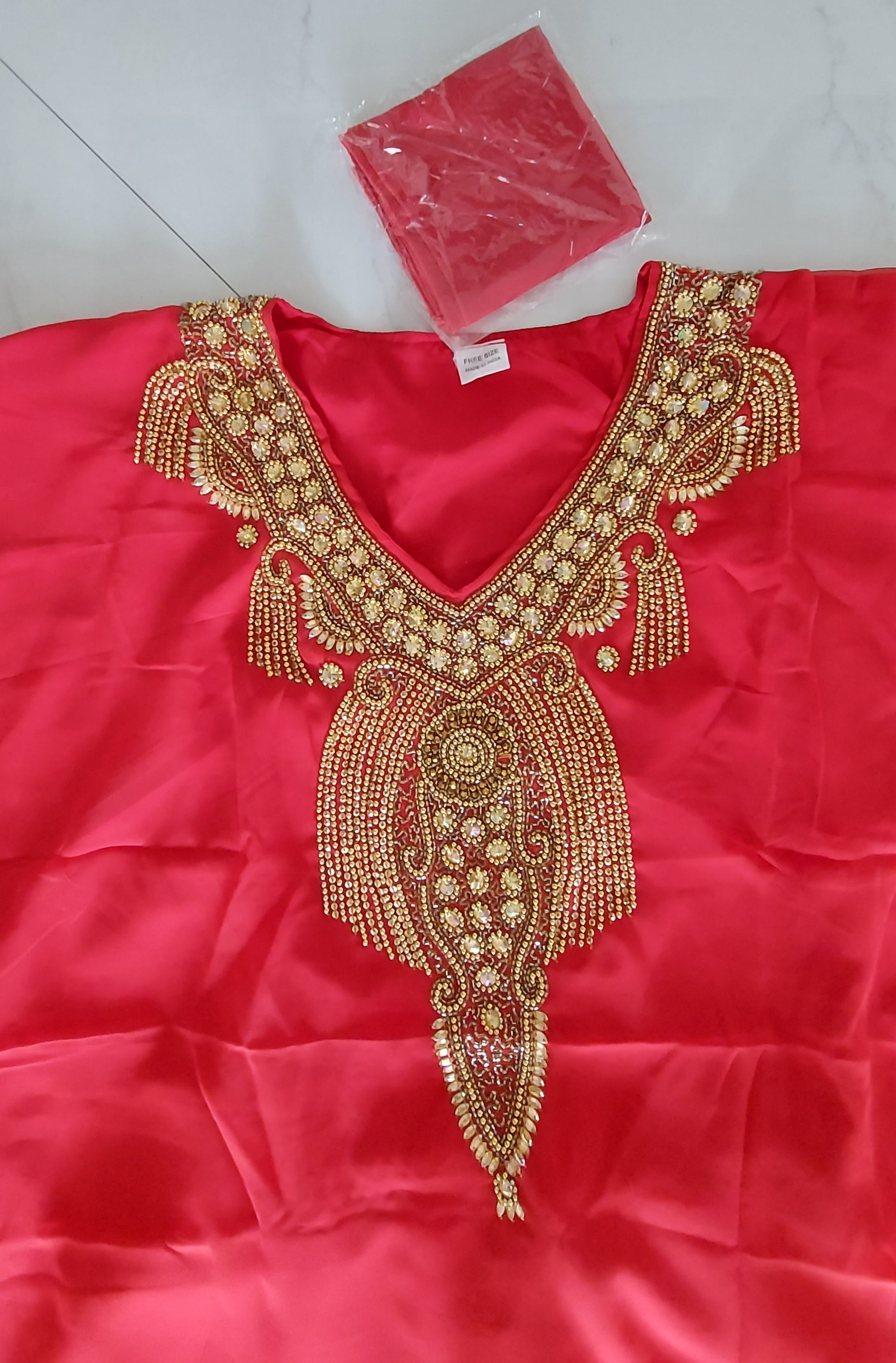 kaftan Palazzo Set Red And Gold - kP05