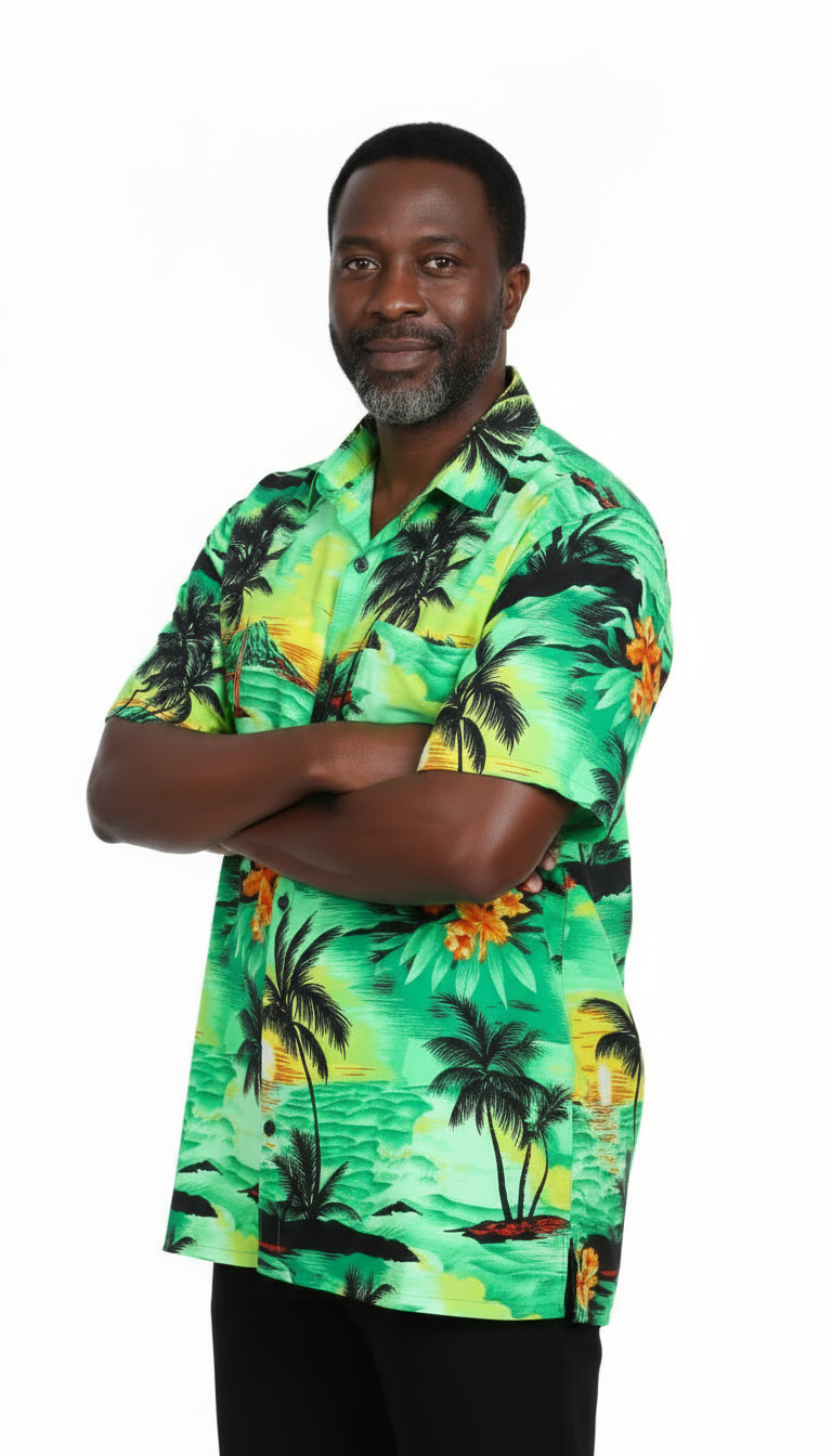 (Pack of 6) Men Hawaiian Shirt HY600 Green